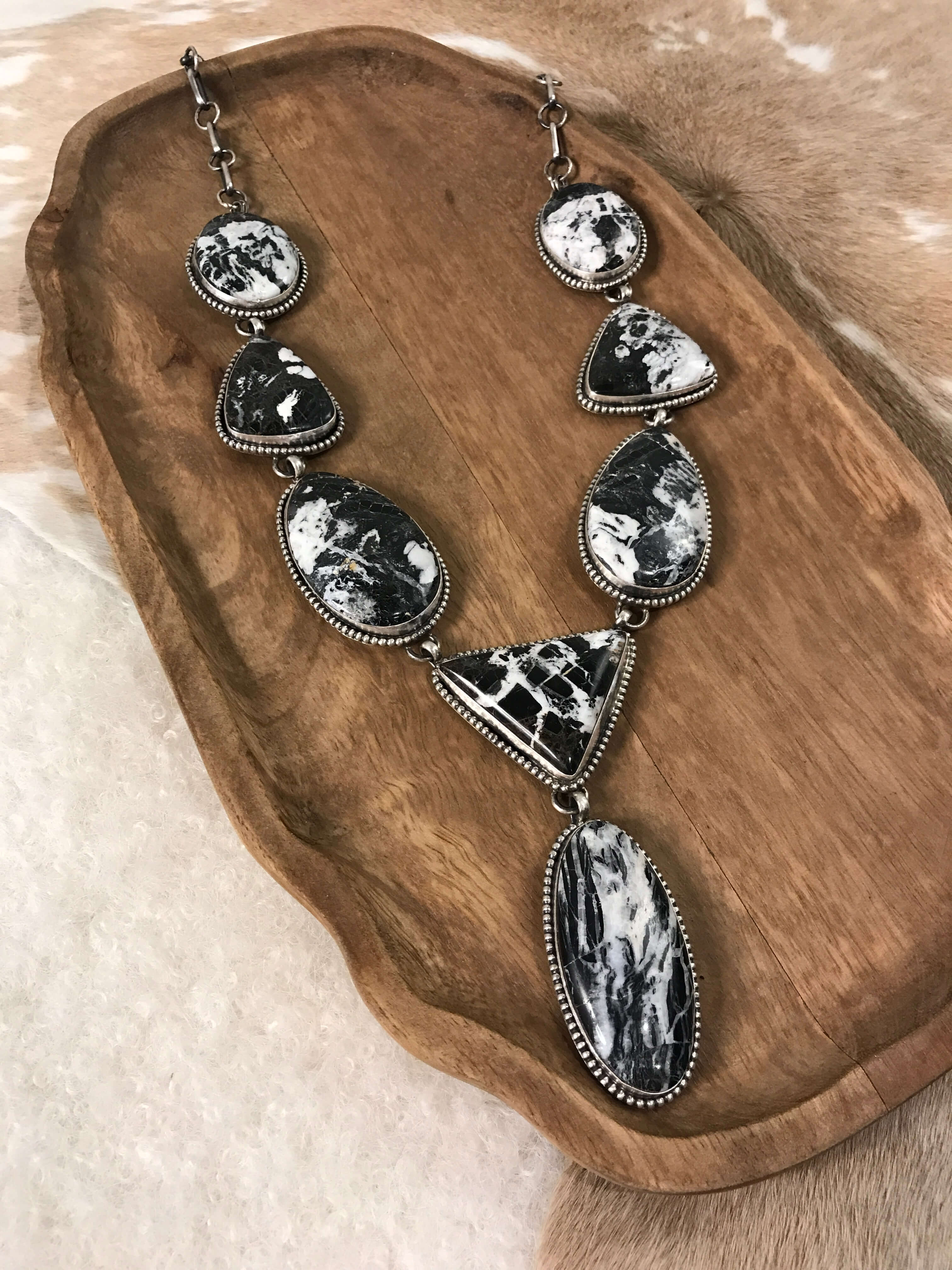 The Yukon Lariat Necklace xx-Necklaces-Calli Co., Turquoise and Silver Jewelry, Native American Handmade, Zuni Tribe, Navajo Tribe, Brock Texas