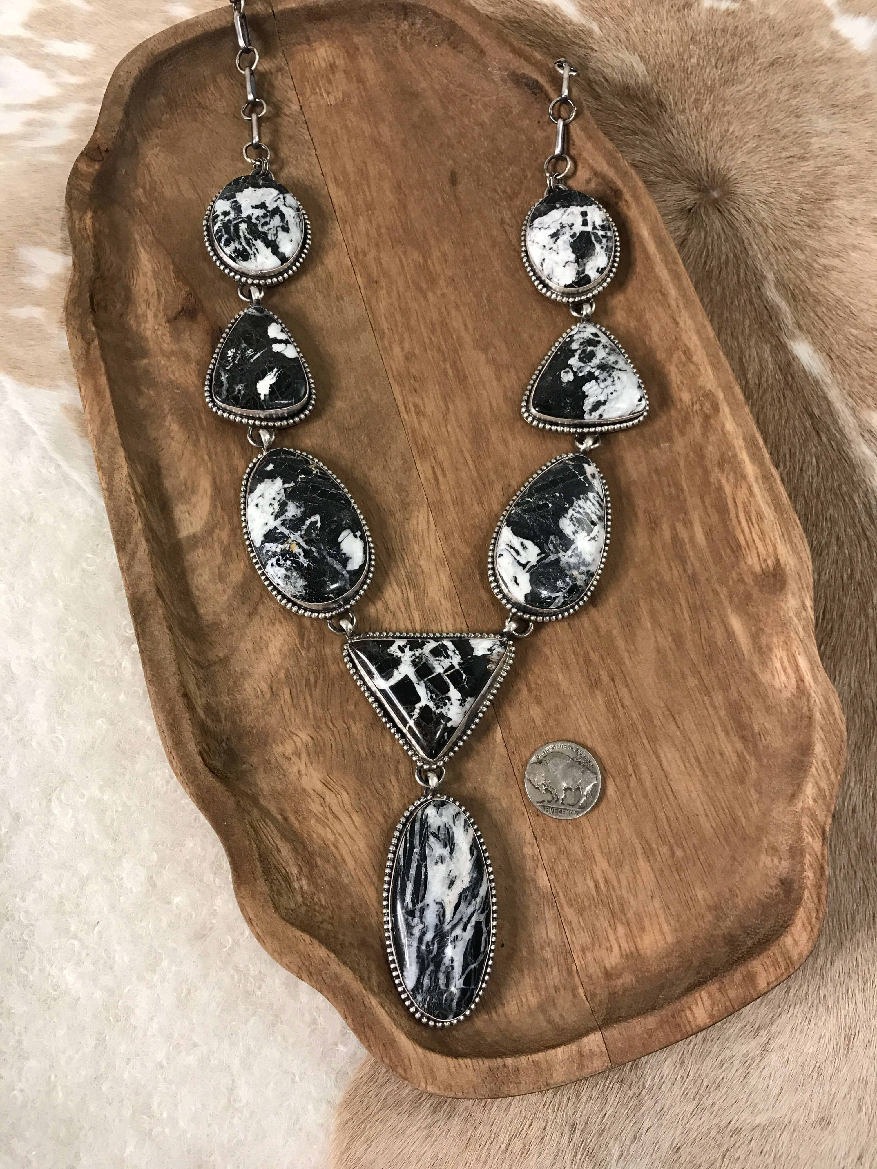 The Yukon Lariat Necklace xx-Necklaces-Calli Co., Turquoise and Silver Jewelry, Native American Handmade, Zuni Tribe, Navajo Tribe, Brock Texas