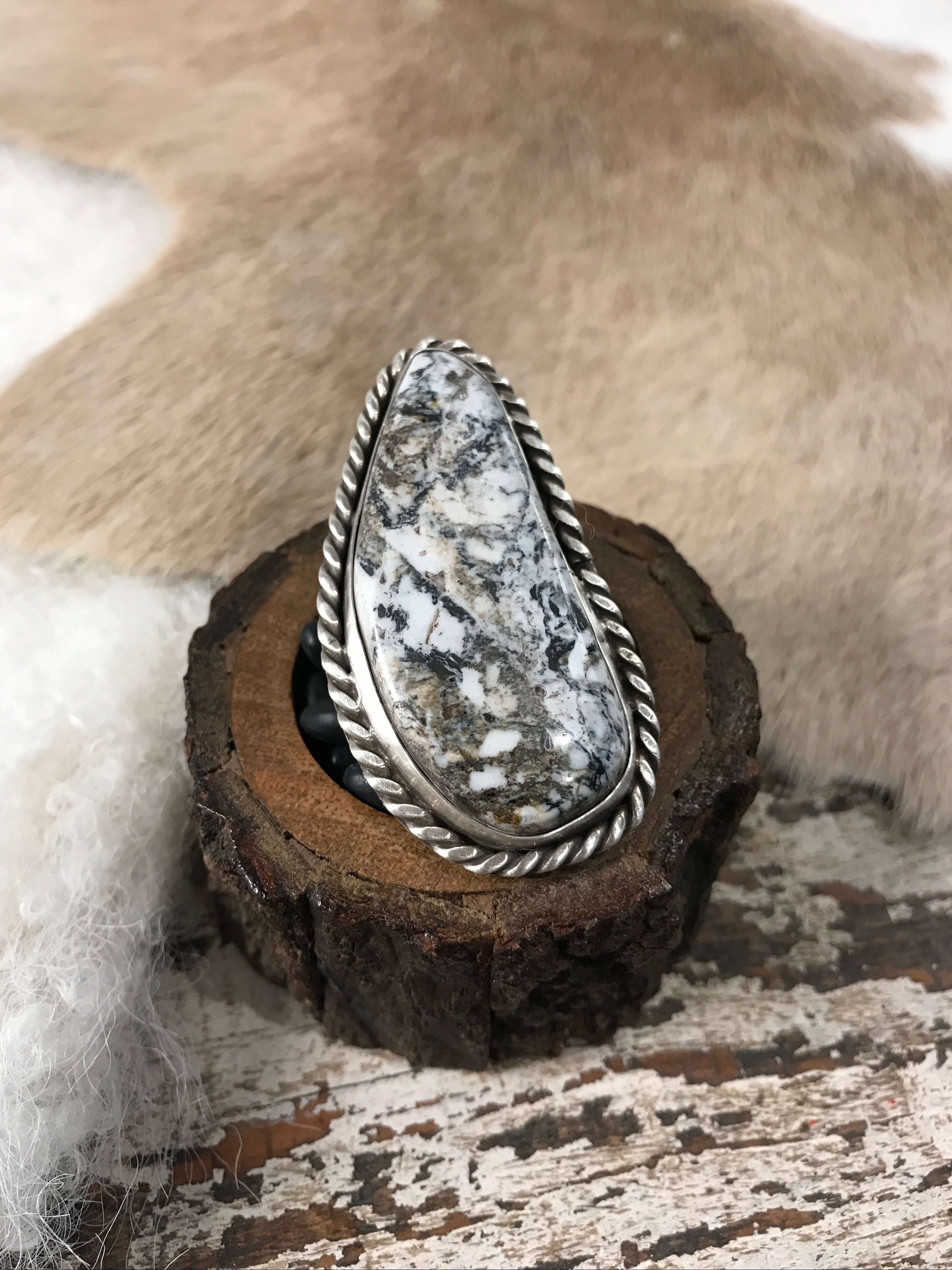 The Rockport Ring, Sz. 8-Rings-Calli Co., Turquoise and Silver Jewelry, Native American Handmade, Zuni Tribe, Navajo Tribe, Brock Texas