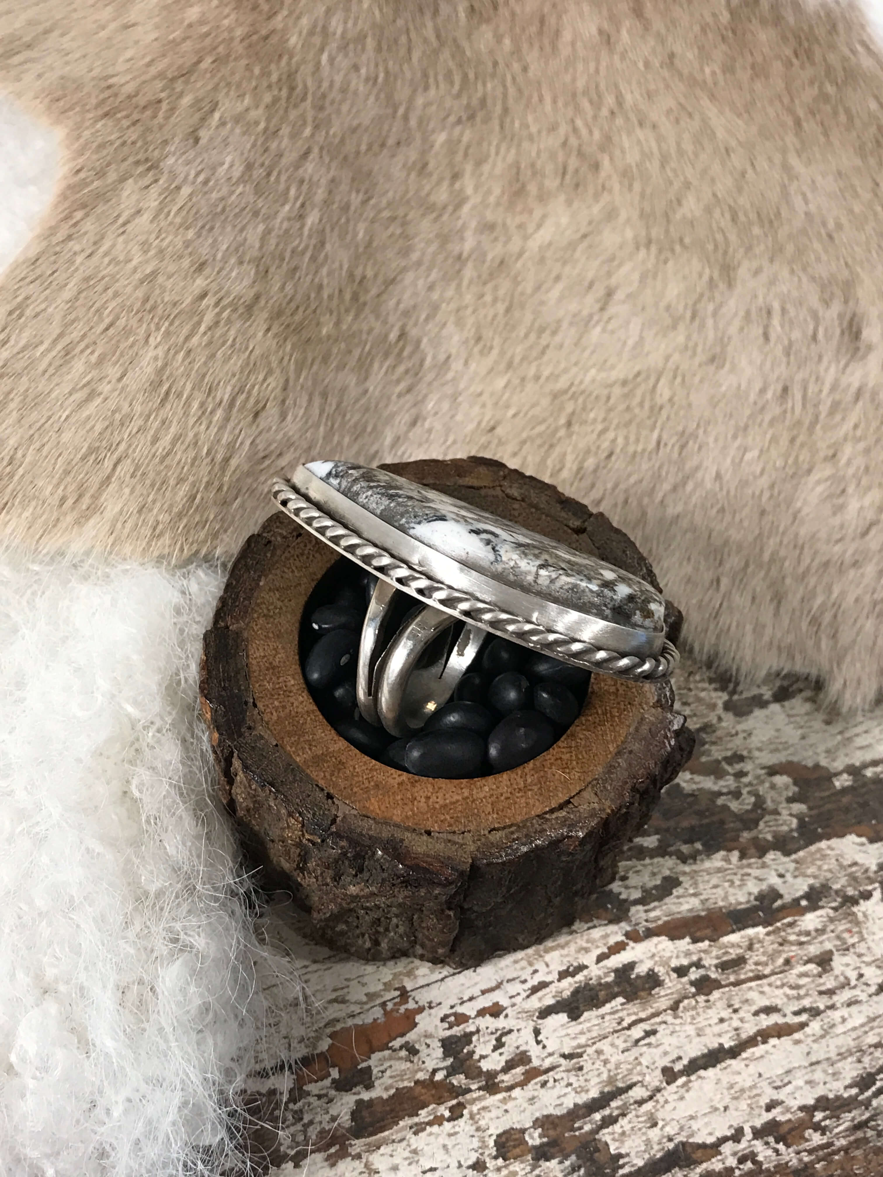 The Rockport Ring, Sz. 8-Rings-Calli Co., Turquoise and Silver Jewelry, Native American Handmade, Zuni Tribe, Navajo Tribe, Brock Texas