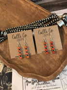 The Amado Coral Drop Earrings-Earrings-Calli Co., Turquoise and Silver Jewelry, Native American Handmade, Zuni Tribe, Navajo Tribe, Brock Texas