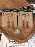 The Amado Coral Drop Earrings-Earrings-Calli Co., Turquoise and Silver Jewelry, Native American Handmade, Zuni Tribe, Navajo Tribe, Brock Texas