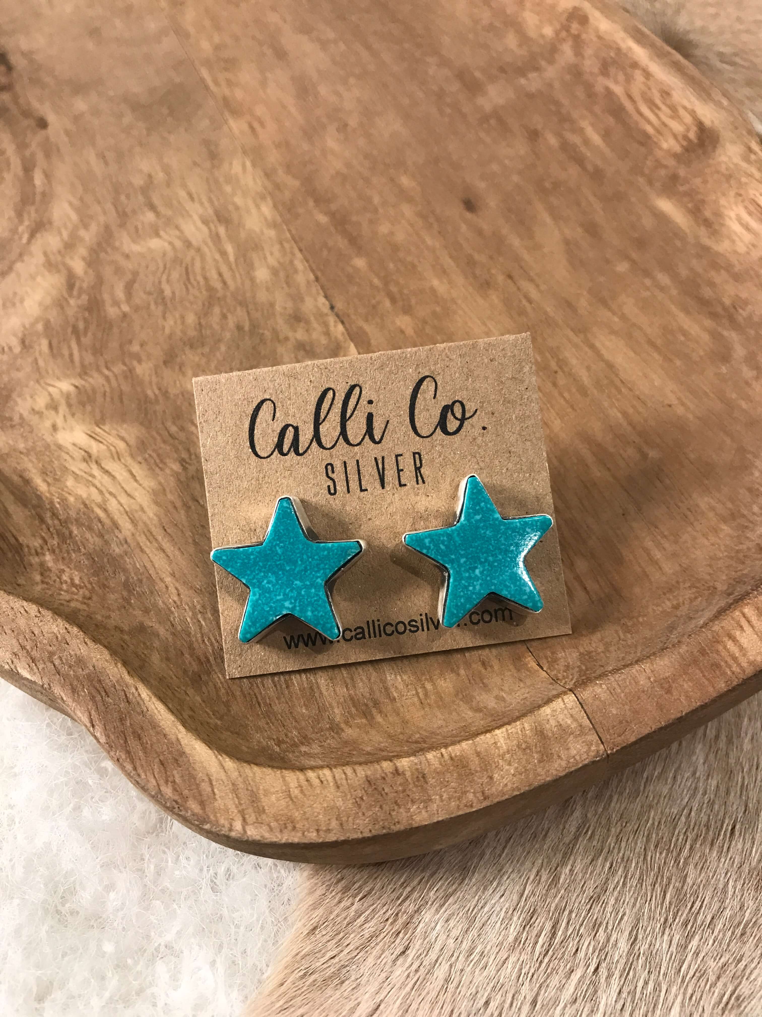 The Stardust Studs, 3-Earrings-Calli Co., Turquoise and Silver Jewelry, Native American Handmade, Zuni Tribe, Navajo Tribe, Brock Texas