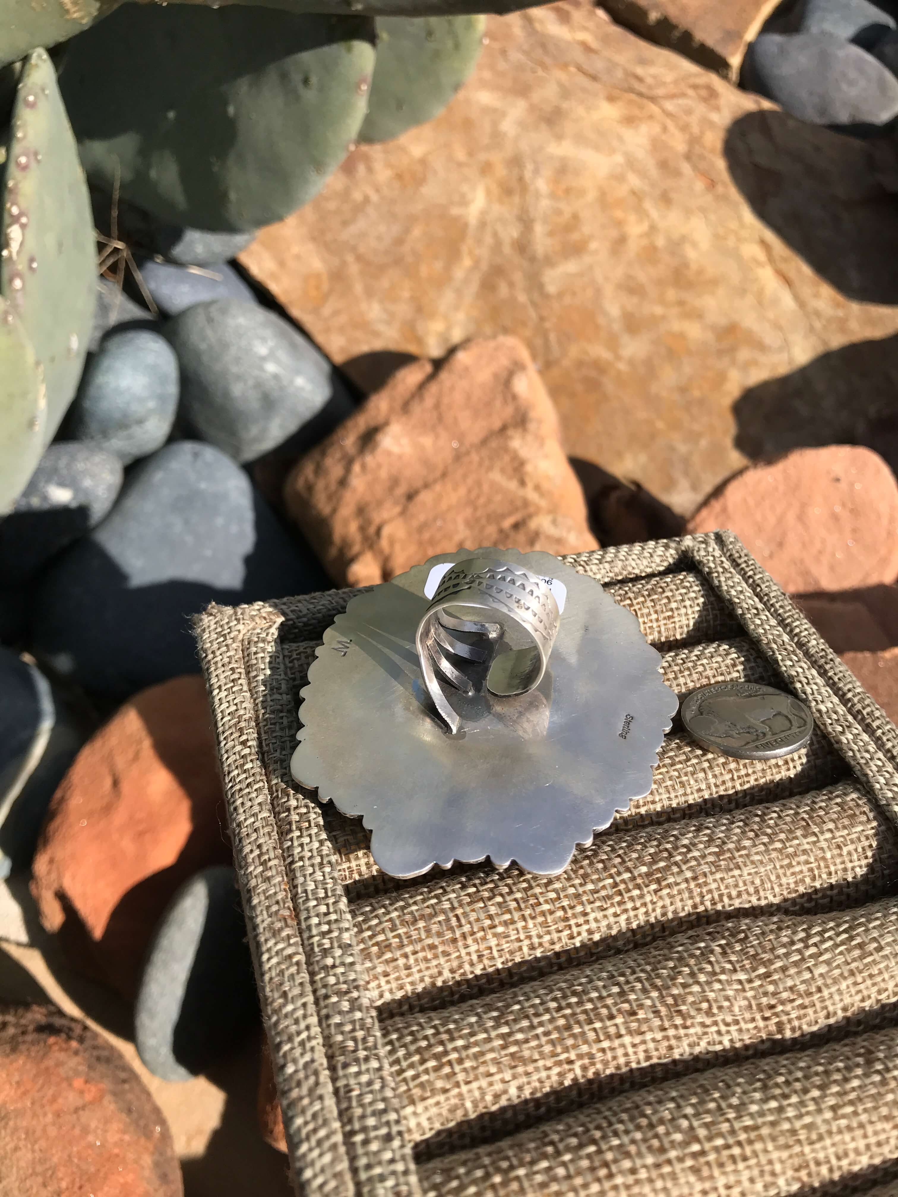 The White Springs Adjustable Cluster Ring-Rings-Calli Co., Turquoise and Silver Jewelry, Native American Handmade, Zuni Tribe, Navajo Tribe, Brock Texas