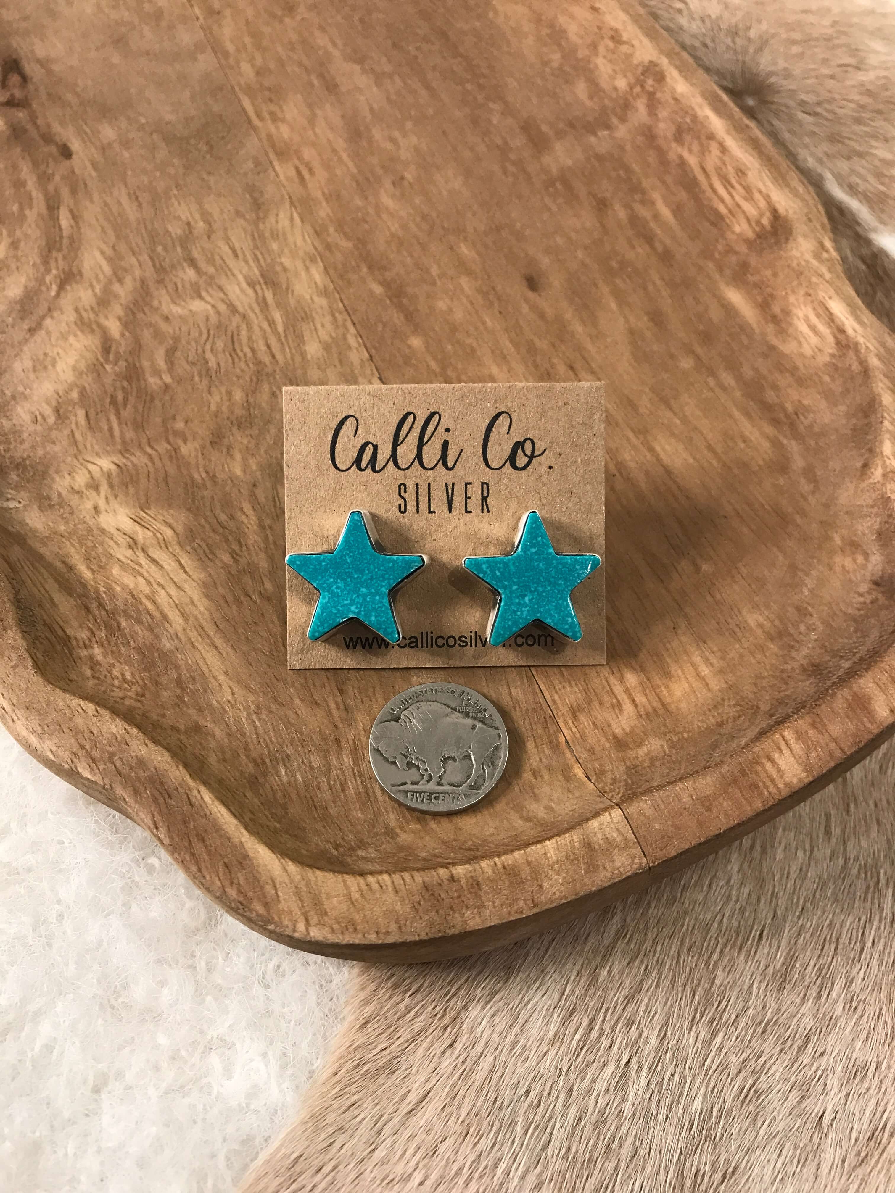 The Stardust Studs, 3-Earrings-Calli Co., Turquoise and Silver Jewelry, Native American Handmade, Zuni Tribe, Navajo Tribe, Brock Texas