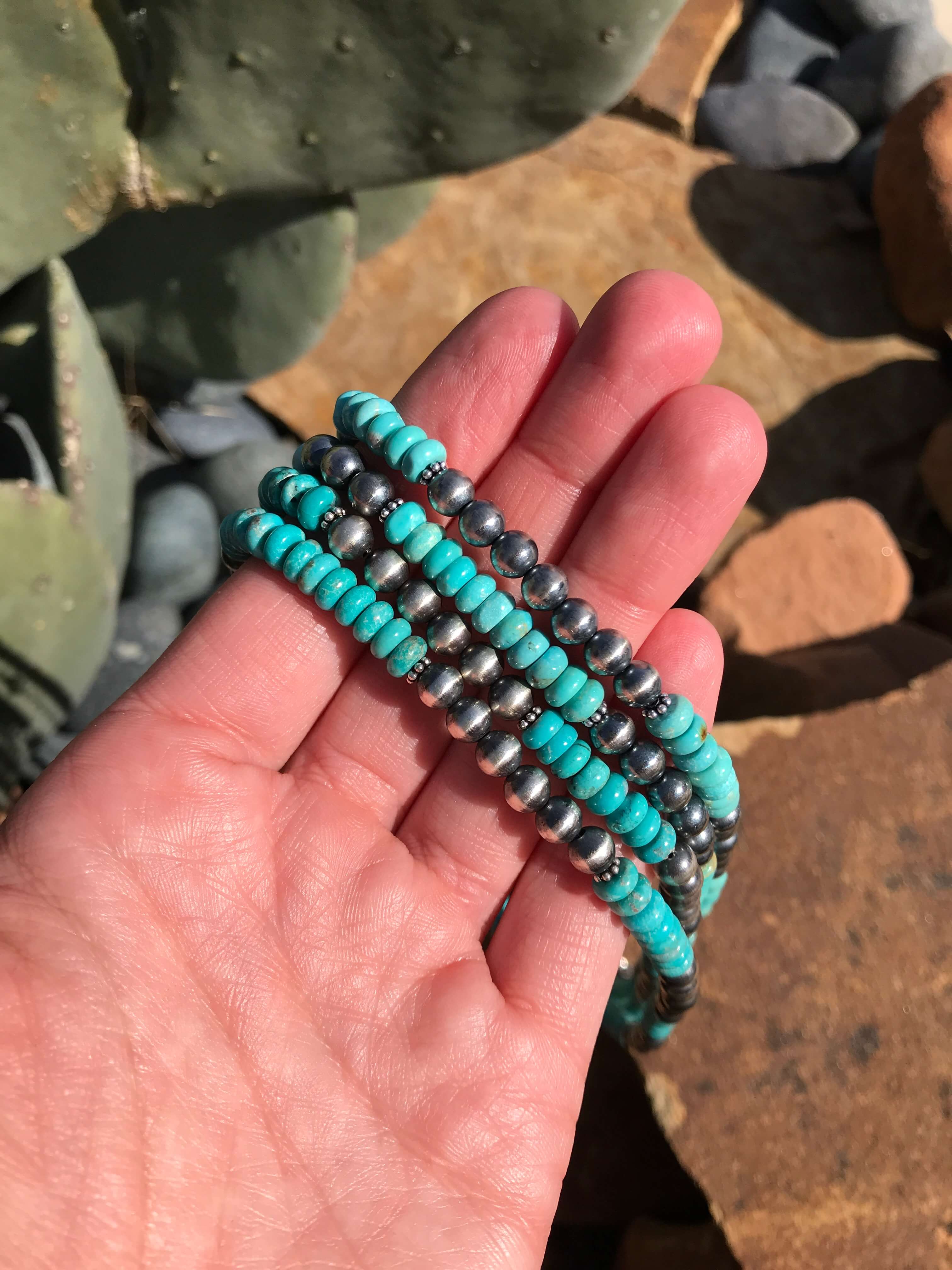 The Locanda Turquoise Necklace-Necklaces-Calli Co., Turquoise and Silver Jewelry, Native American Handmade, Zuni Tribe, Navajo Tribe, Brock Texas