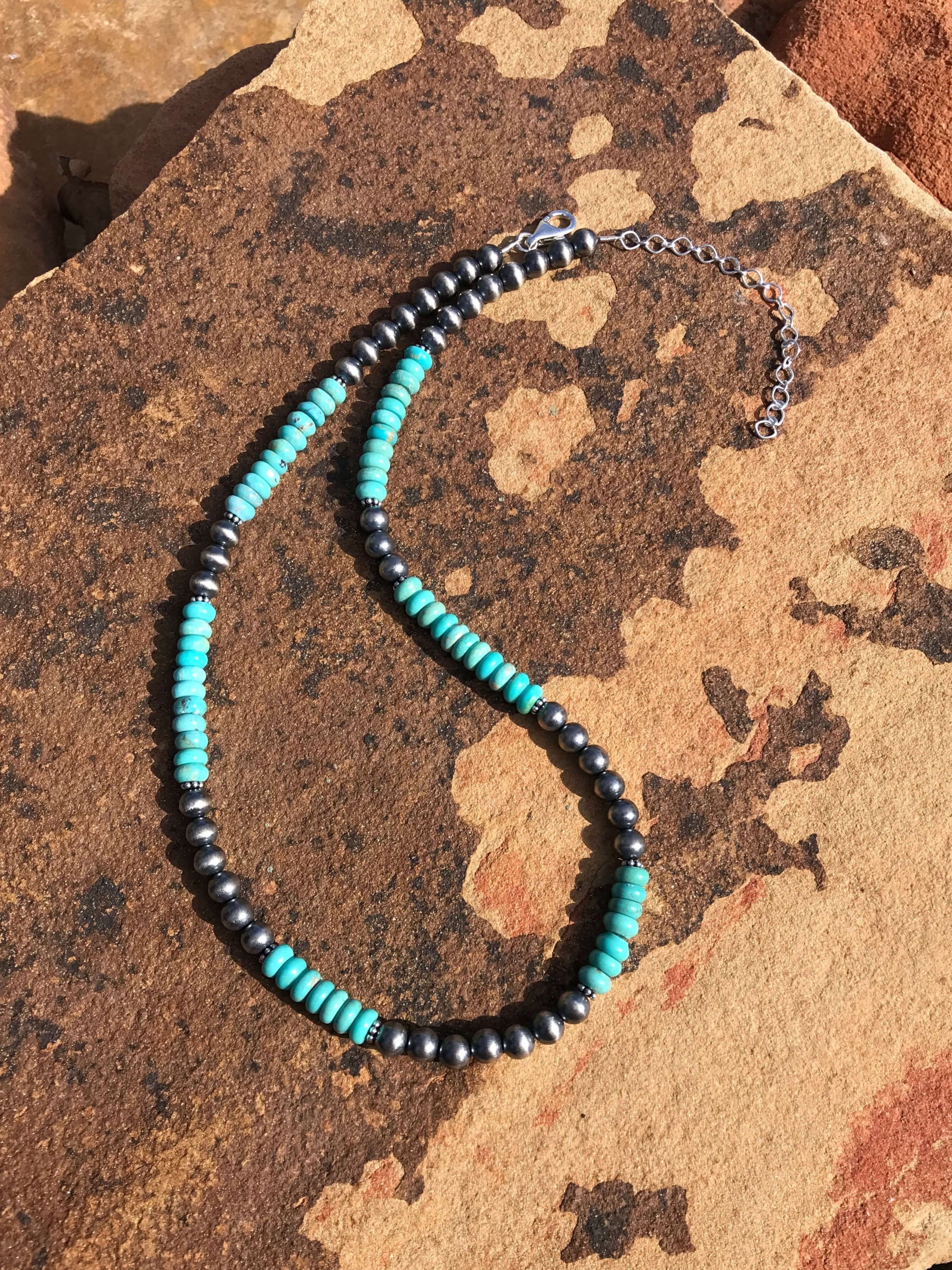 The Locanda Turquoise Necklace-Necklaces-Calli Co., Turquoise and Silver Jewelry, Native American Handmade, Zuni Tribe, Navajo Tribe, Brock Texas