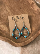 The Dallam Hoop Earrings in Blue-Earrings-Calli Co., Turquoise and Silver Jewelry, Native American Handmade, Zuni Tribe, Navajo Tribe, Brock Texas