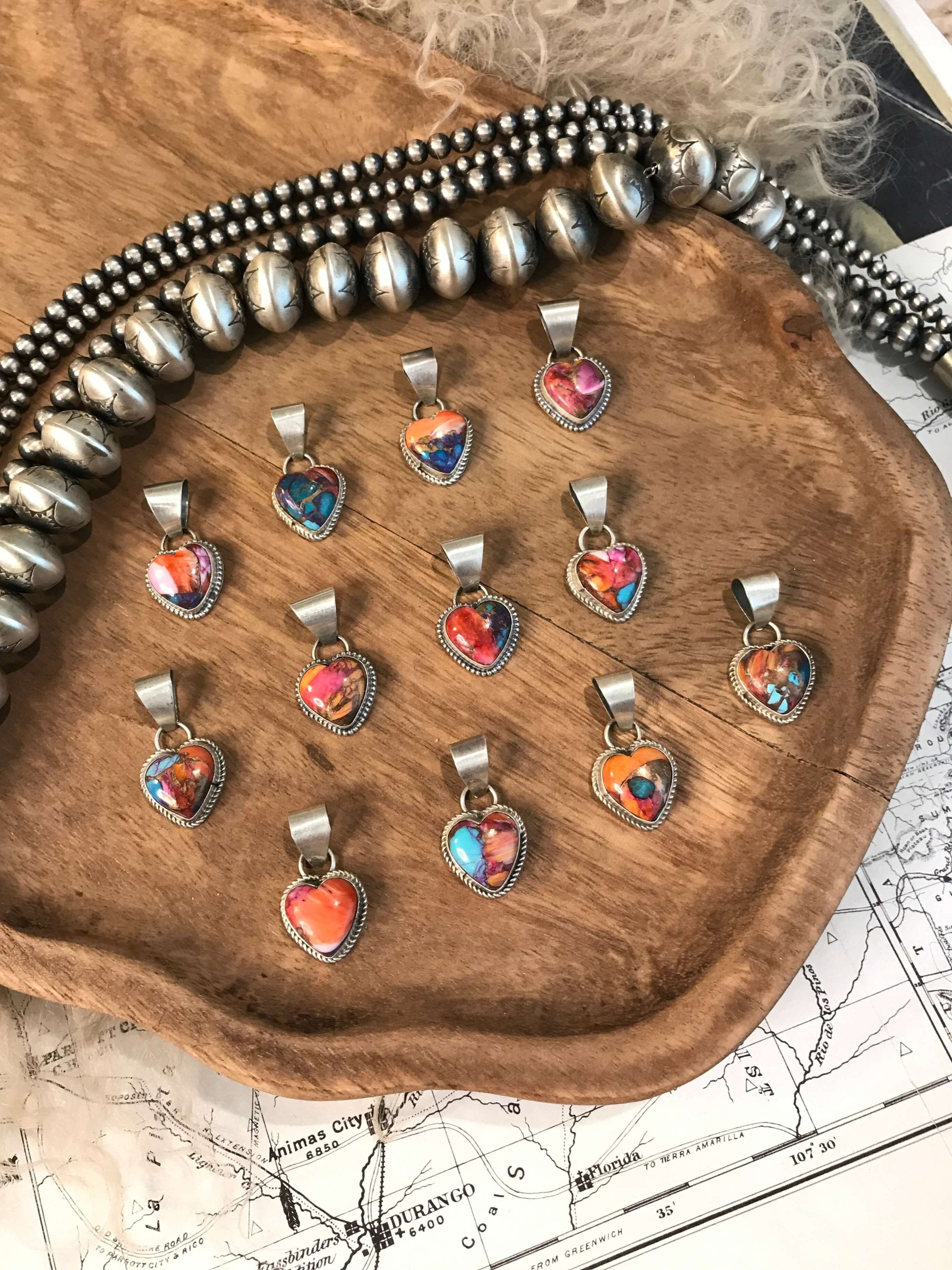 The Ashton Dahlia Pendant-Pendants-Calli Co., Turquoise and Silver Jewelry, Native American Handmade, Zuni Tribe, Navajo Tribe, Brock Texas