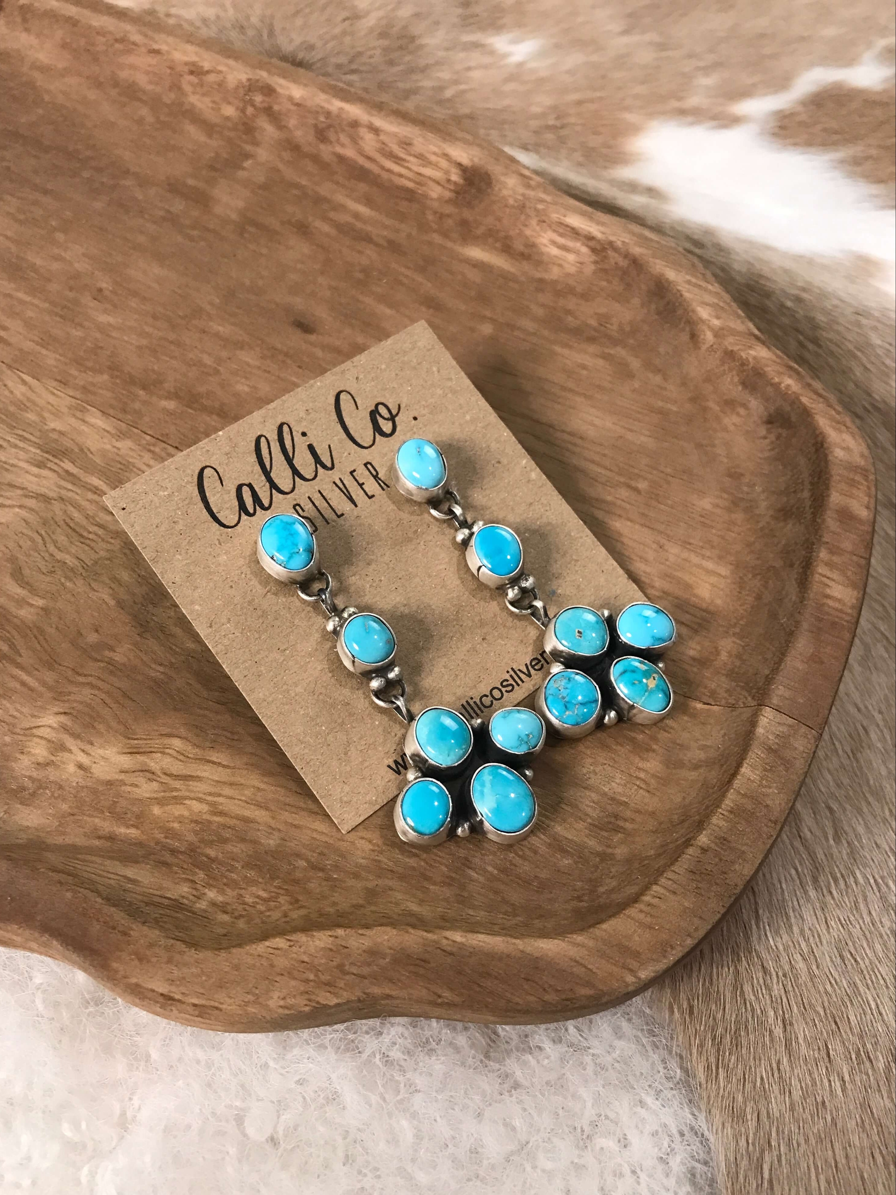 The Chigwell Dangles, 1-Earrings-Calli Co., Turquoise and Silver Jewelry, Native American Handmade, Zuni Tribe, Navajo Tribe, Brock Texas