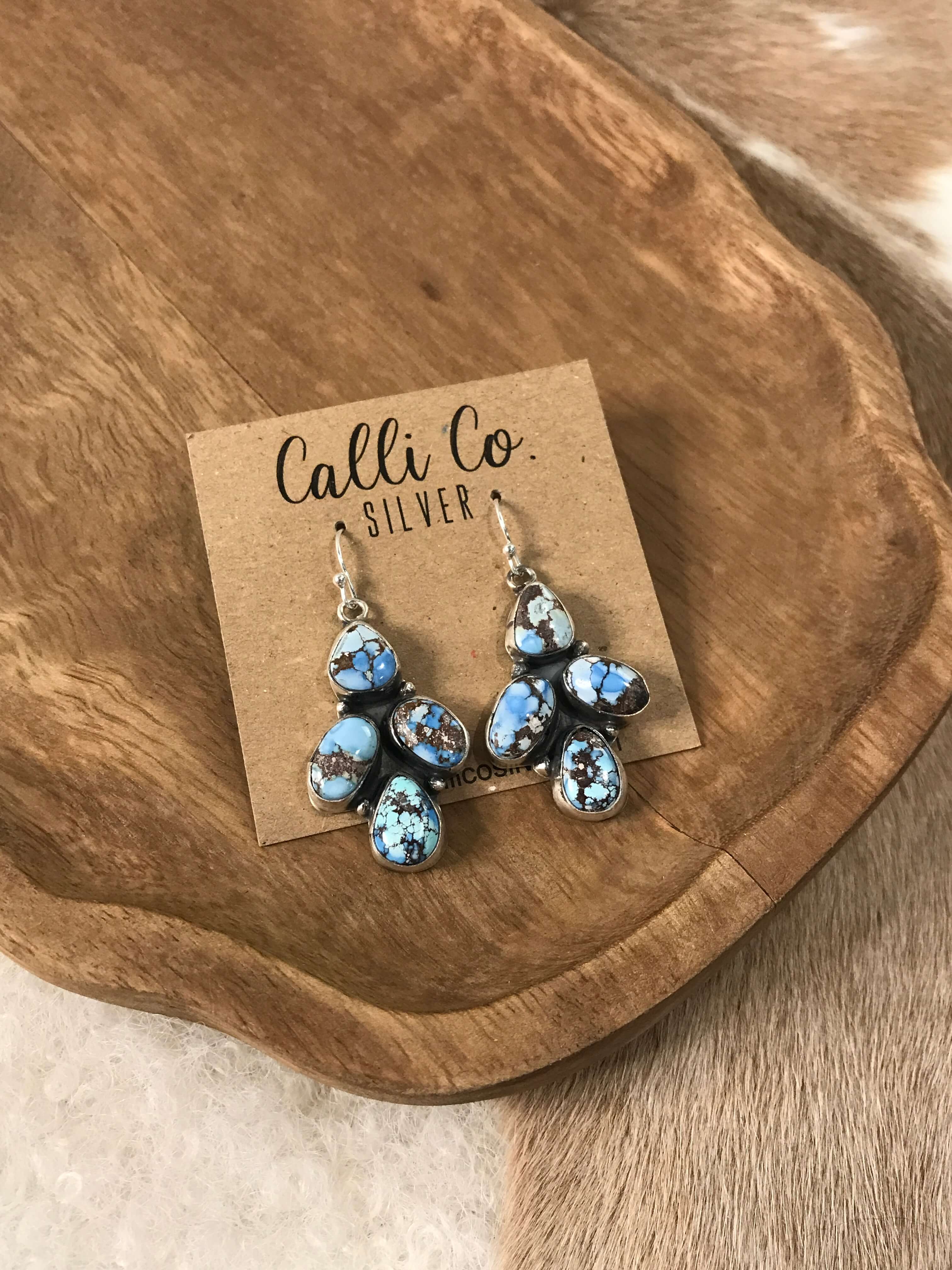 The Wallowa Dangles, 2-Earrings-Calli Co., Turquoise and Silver Jewelry, Native American Handmade, Zuni Tribe, Navajo Tribe, Brock Texas