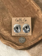 The Marietta Concho Earrings-Earrings-Calli Co., Turquoise and Silver Jewelry, Native American Handmade, Zuni Tribe, Navajo Tribe, Brock Texas