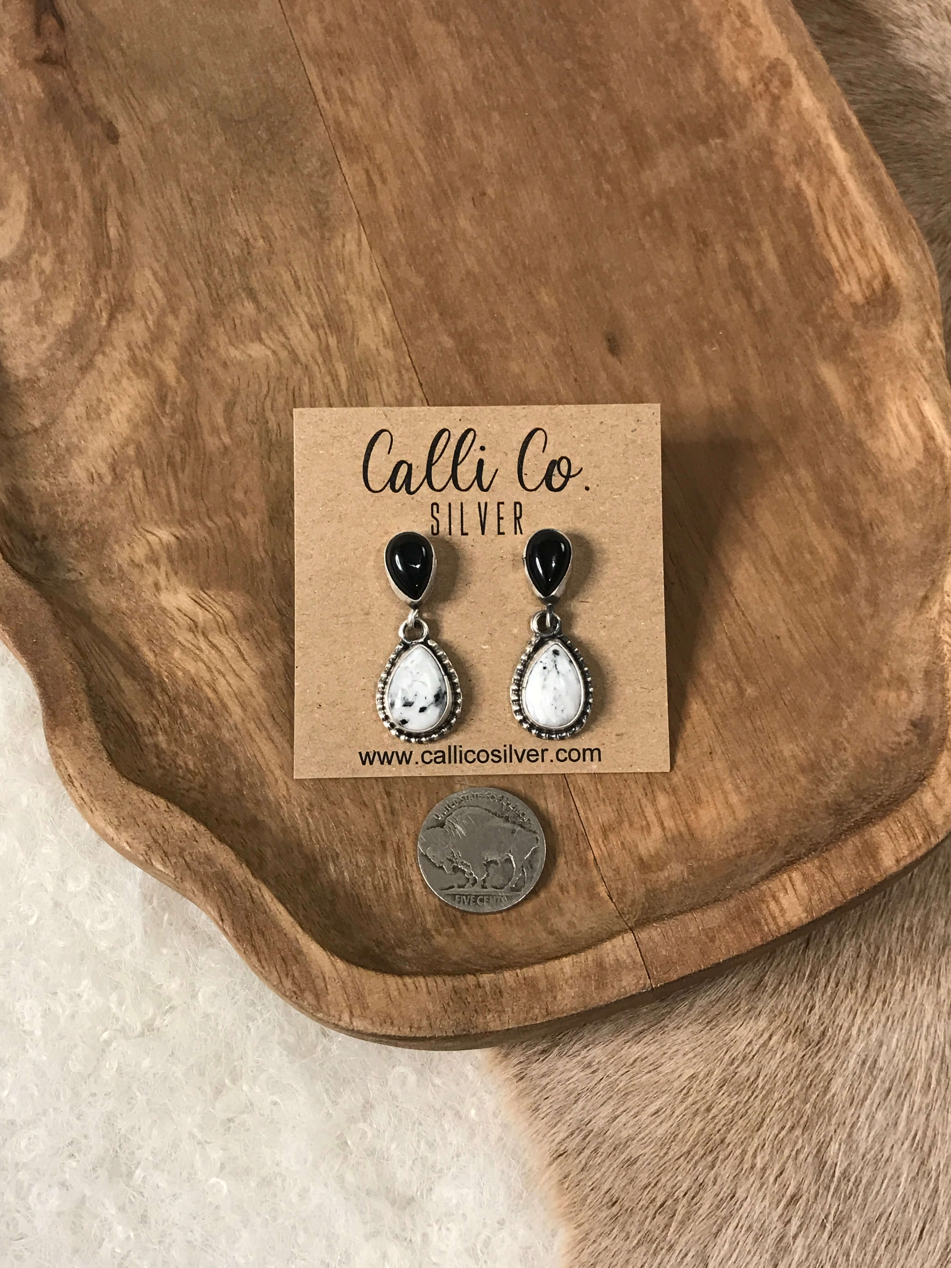 The Coolidge Dangles, 1-Earrings-Calli Co., Turquoise and Silver Jewelry, Native American Handmade, Zuni Tribe, Navajo Tribe, Brock Texas