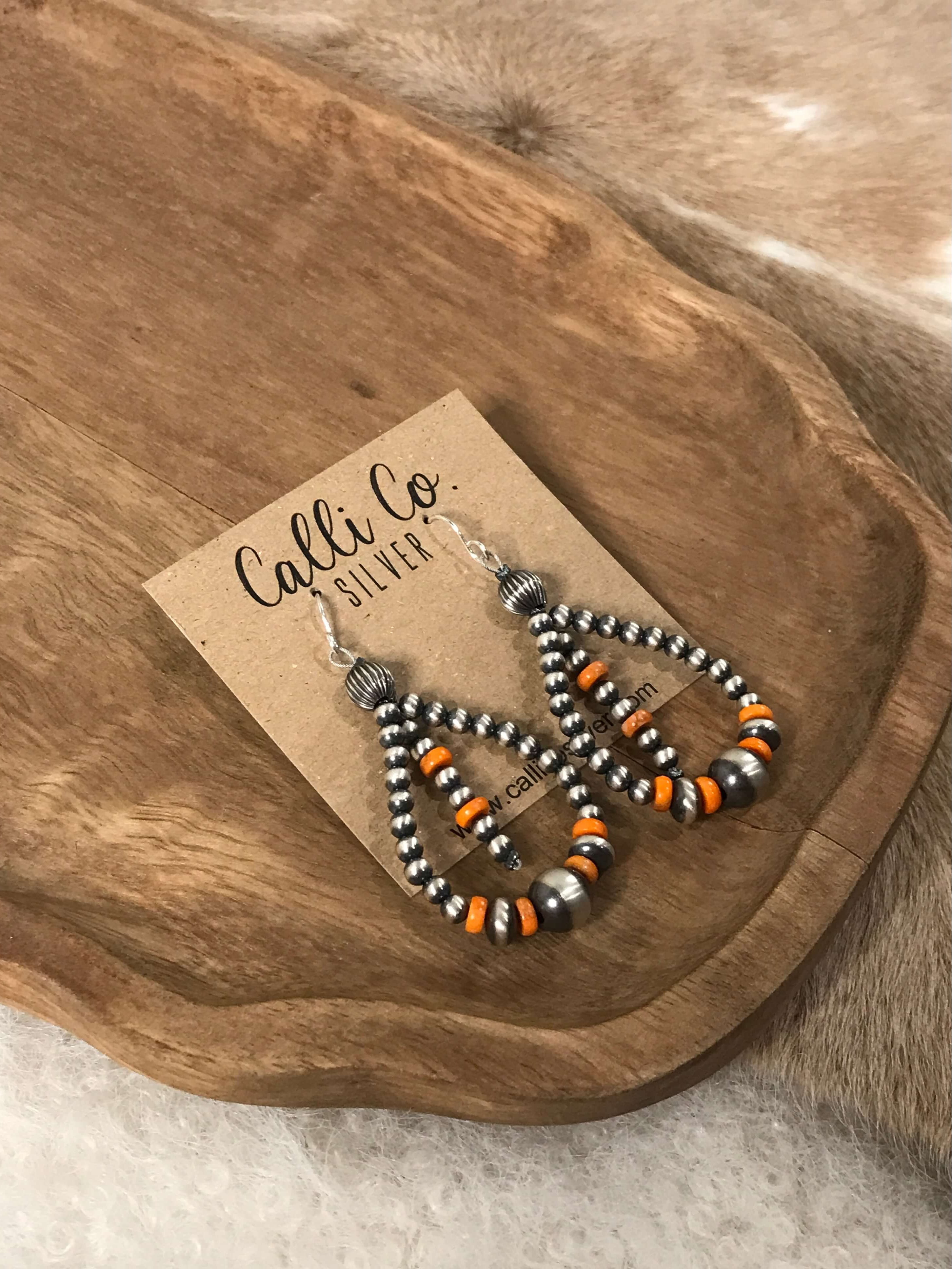 The Kinlee Hoop Earrings-Earrings-Calli Co., Turquoise and Silver Jewelry, Native American Handmade, Zuni Tribe, Navajo Tribe, Brock Texas