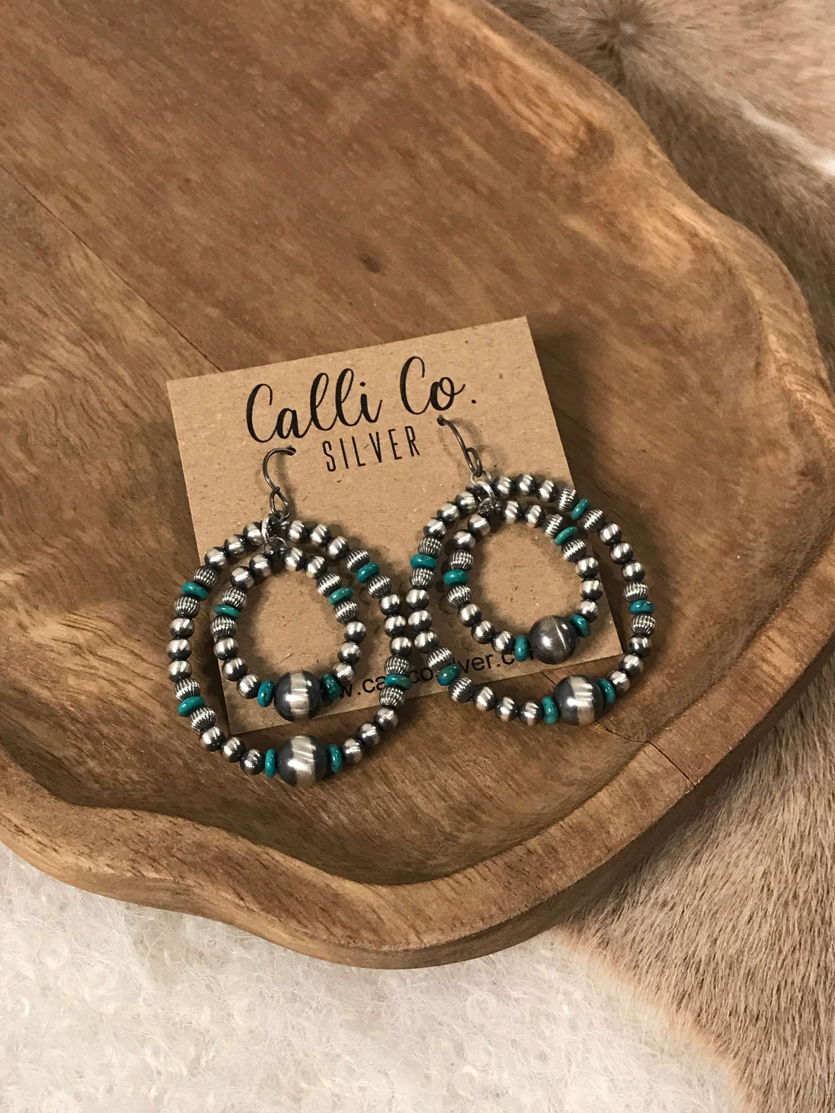 The Marcello Pearl Hoop Earrings-Earrings-Calli Co., Turquoise and Silver Jewelry, Native American Handmade, Zuni Tribe, Navajo Tribe, Brock Texas