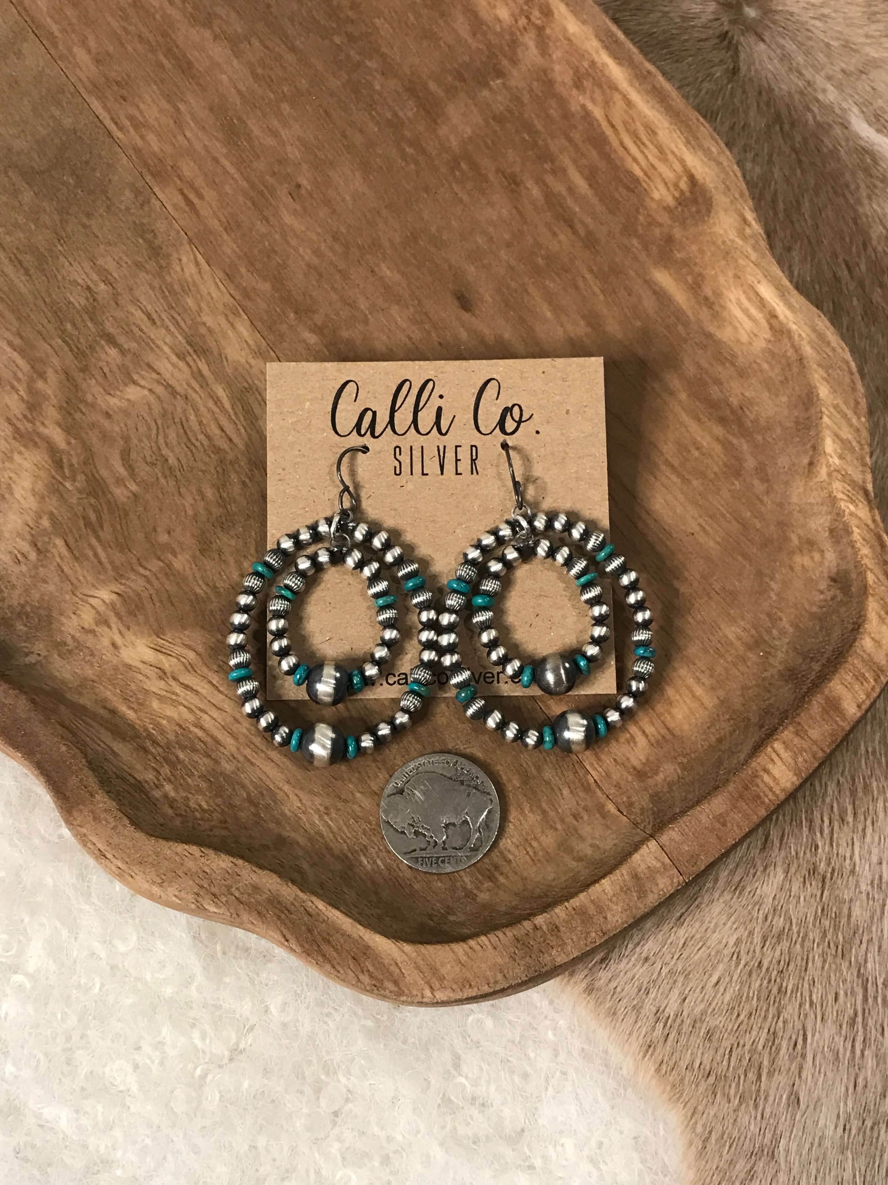 The Marcello Pearl Hoop Earrings-Earrings-Calli Co., Turquoise and Silver Jewelry, Native American Handmade, Zuni Tribe, Navajo Tribe, Brock Texas