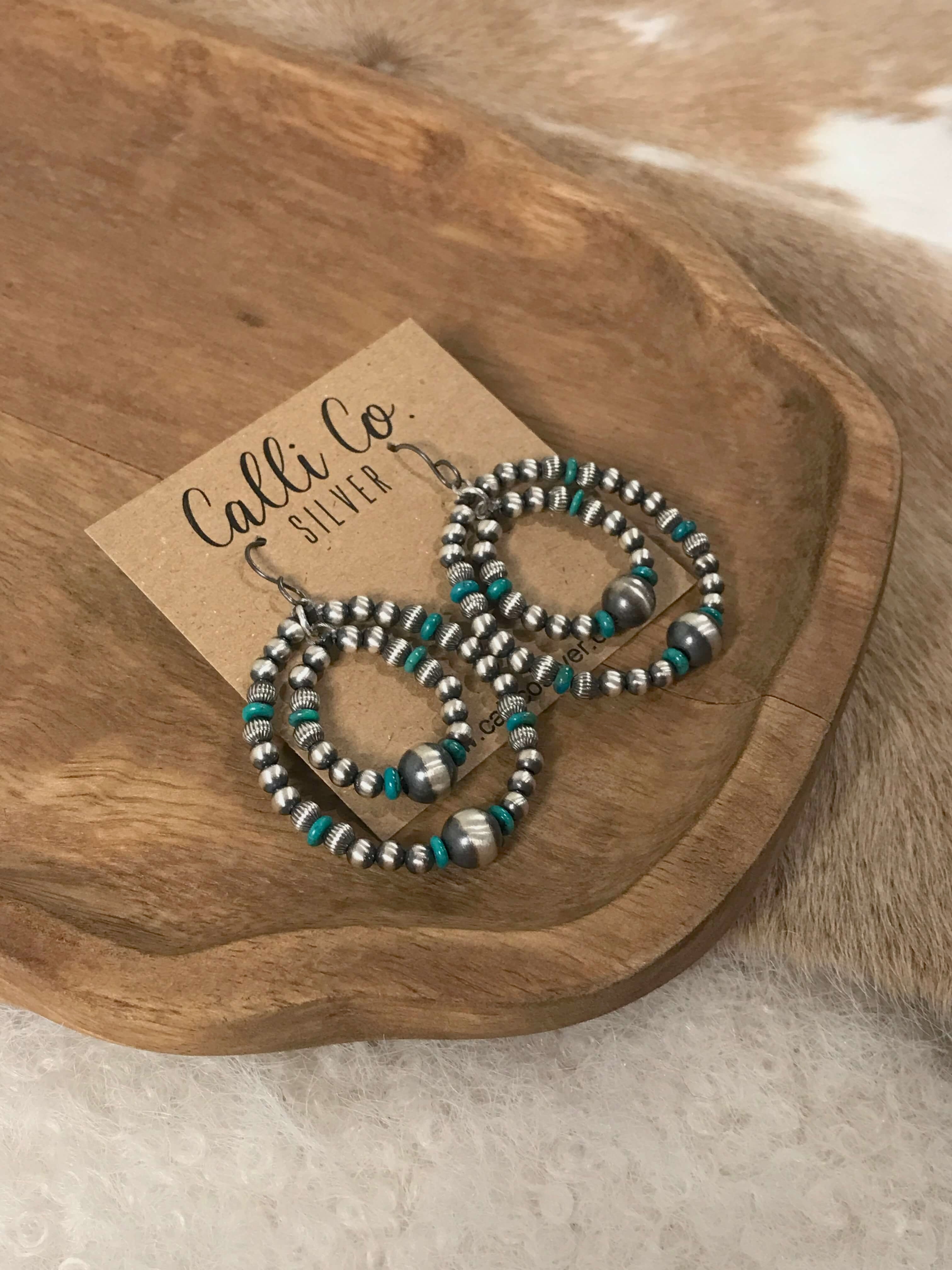 The Marcello Pearl Hoop Earrings-Earrings-Calli Co., Turquoise and Silver Jewelry, Native American Handmade, Zuni Tribe, Navajo Tribe, Brock Texas