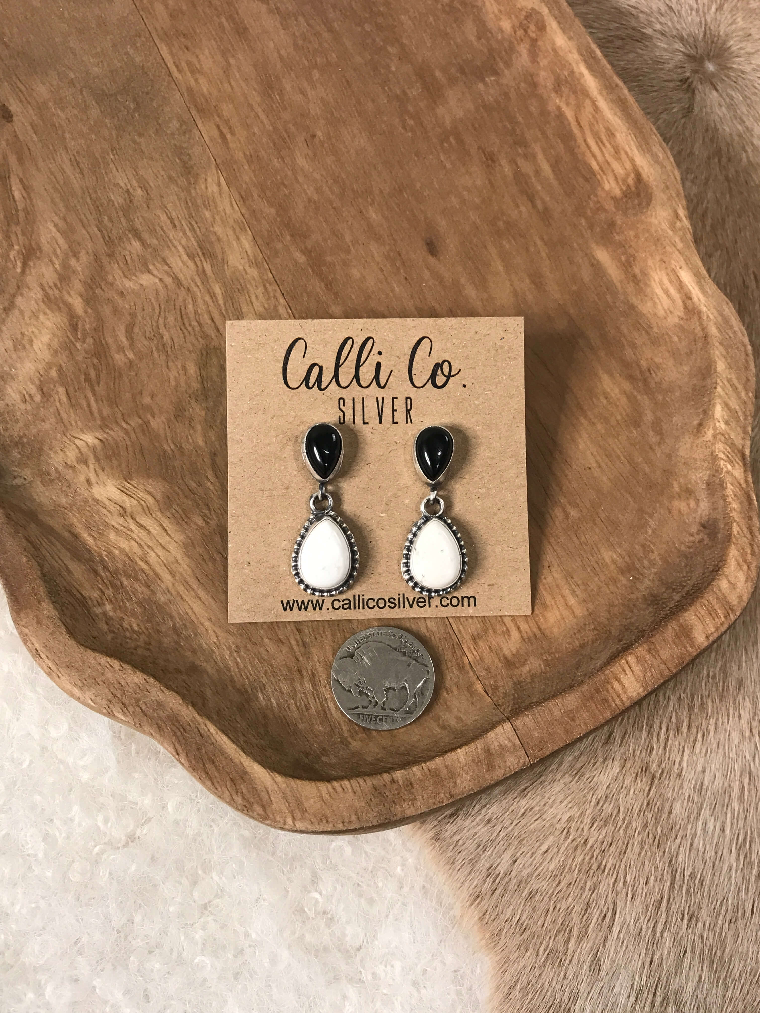 The Coolidge Dangles, 7-Earrings-Calli Co., Turquoise and Silver Jewelry, Native American Handmade, Zuni Tribe, Navajo Tribe, Brock Texas