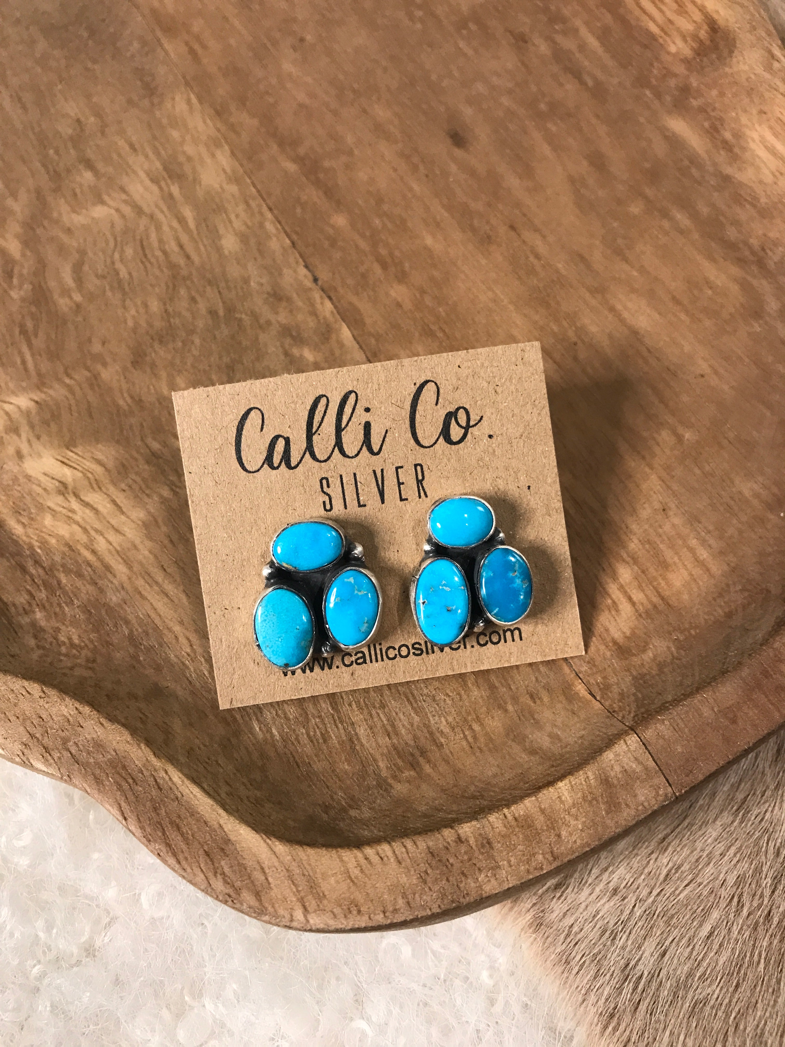 The Tempe Turquoise Cluster Earrings, 13-Earrings-Calli Co., Turquoise and Silver Jewelry, Native American Handmade, Zuni Tribe, Navajo Tribe, Brock Texas