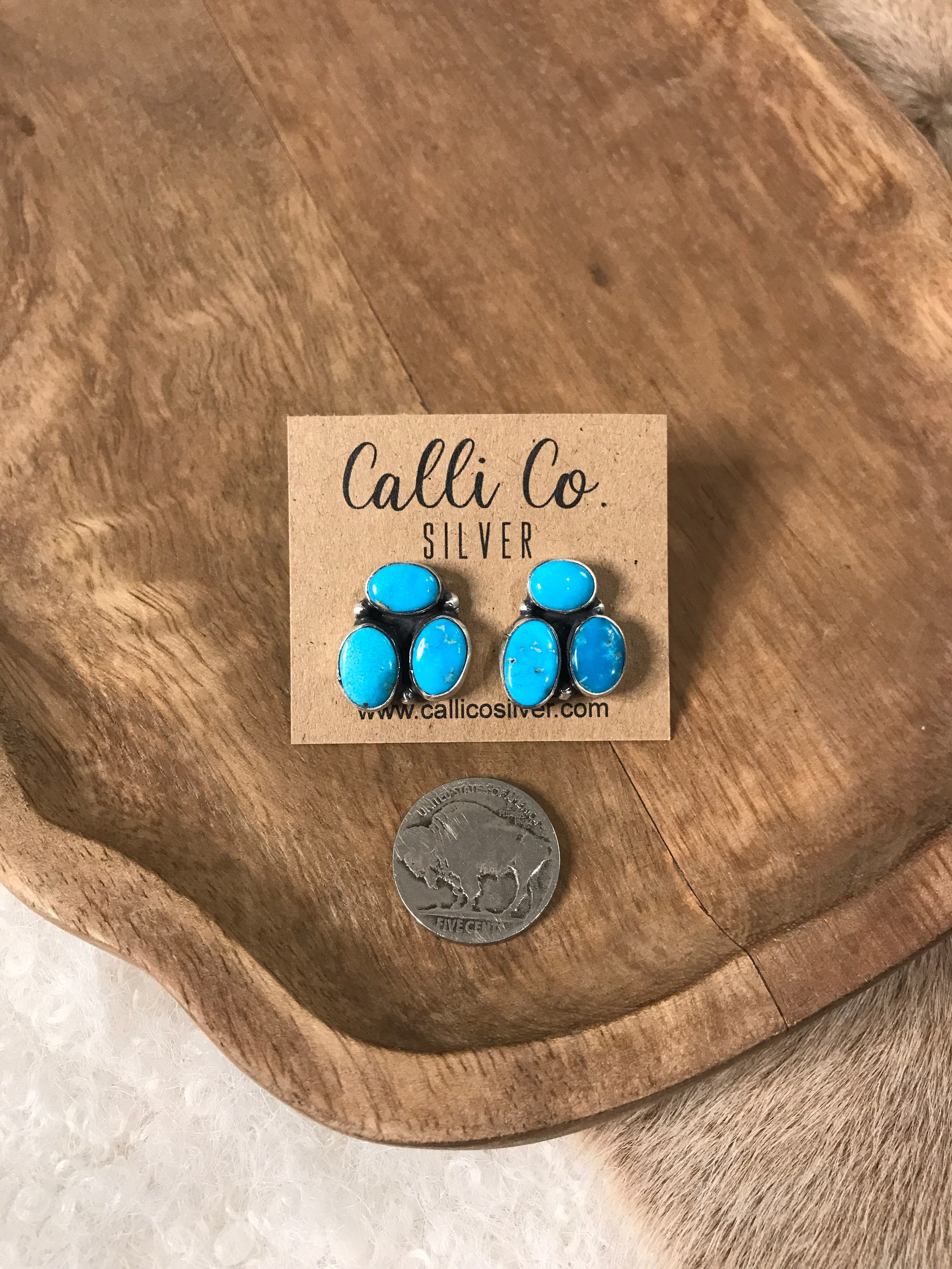 The Tempe Turquoise Cluster Earrings, 13-Earrings-Calli Co., Turquoise and Silver Jewelry, Native American Handmade, Zuni Tribe, Navajo Tribe, Brock Texas