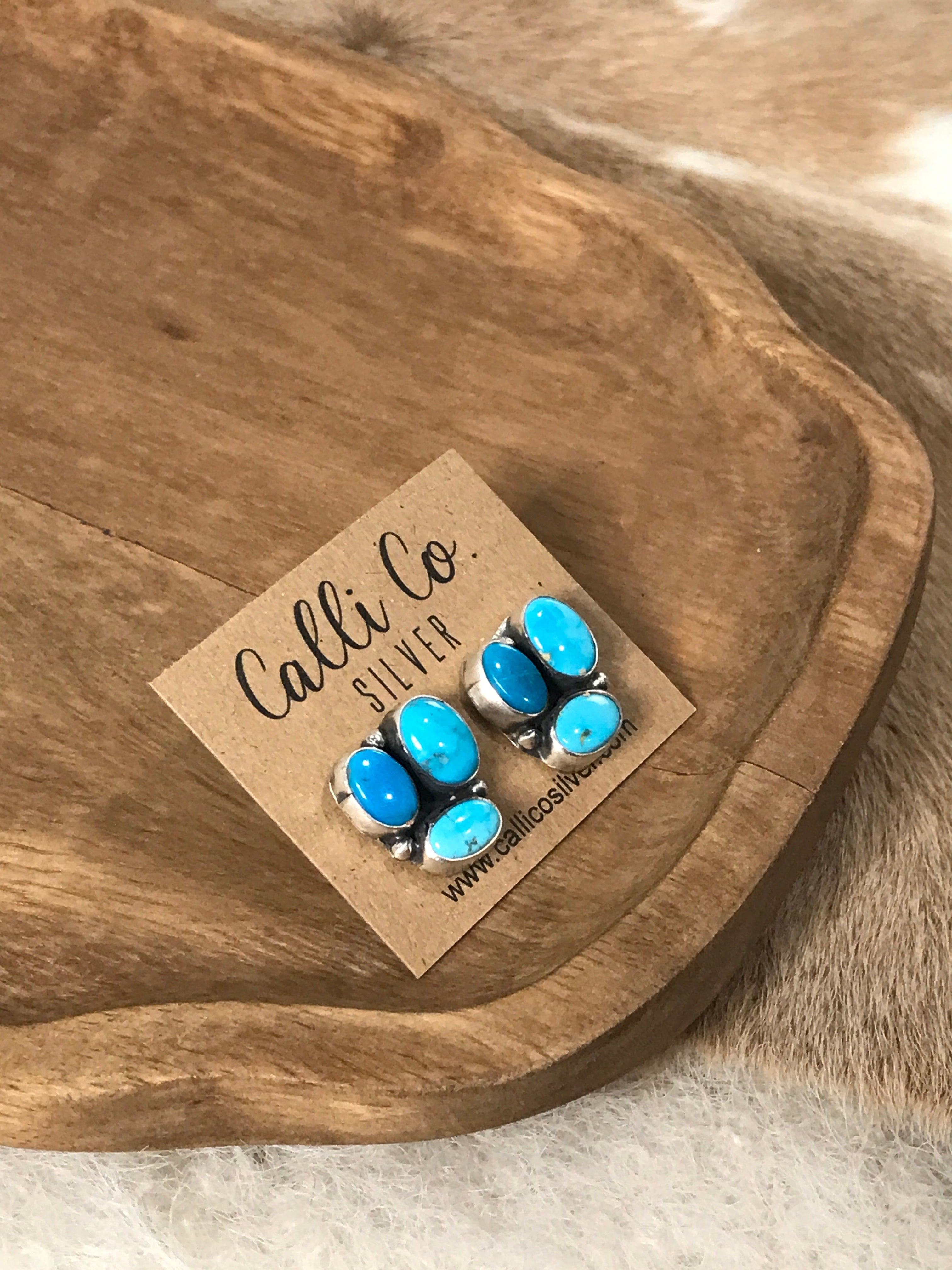 The Tempe Turquoise Cluster Earrings, 14-Earrings-Calli Co., Turquoise and Silver Jewelry, Native American Handmade, Zuni Tribe, Navajo Tribe, Brock Texas