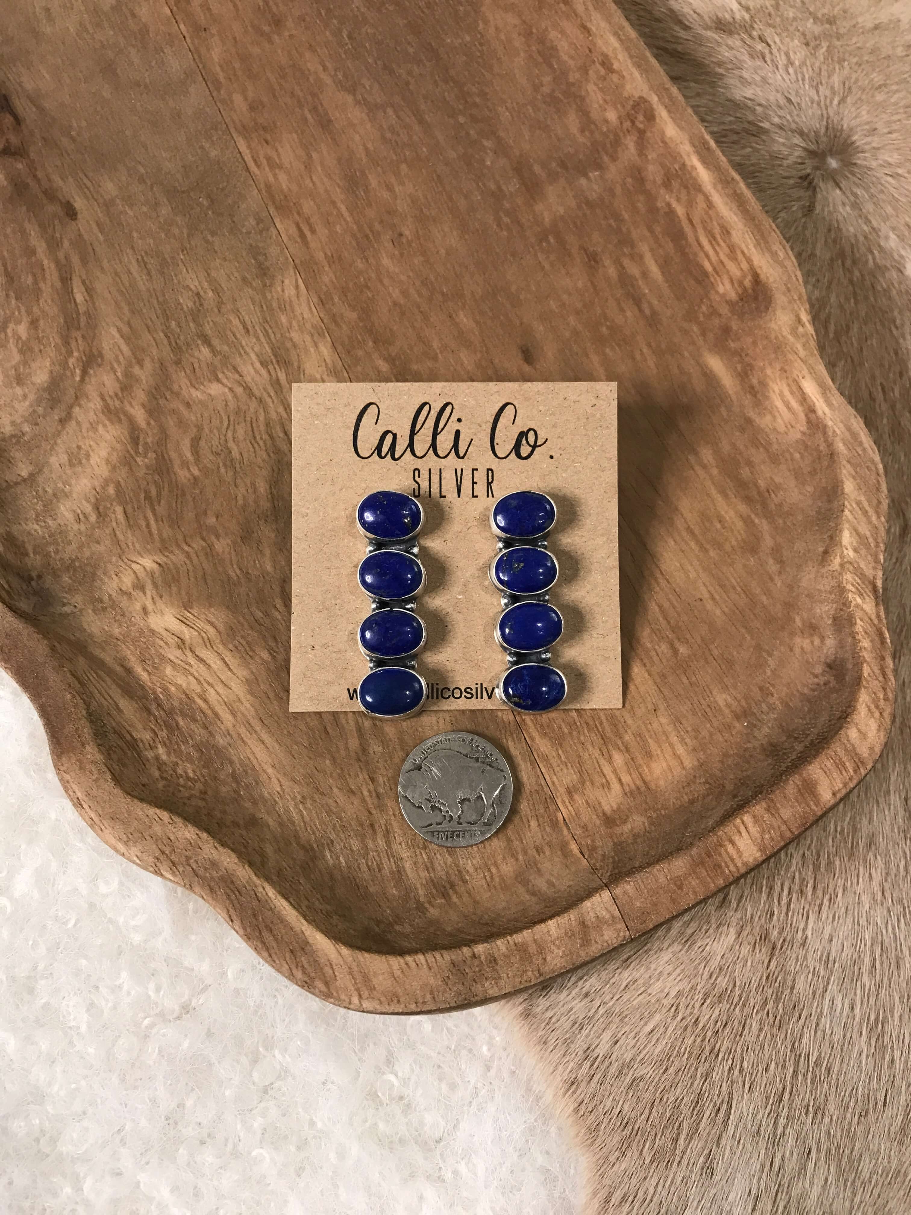 The Basiao Earrings, 1-Earrings-Calli Co., Turquoise and Silver Jewelry, Native American Handmade, Zuni Tribe, Navajo Tribe, Brock Texas