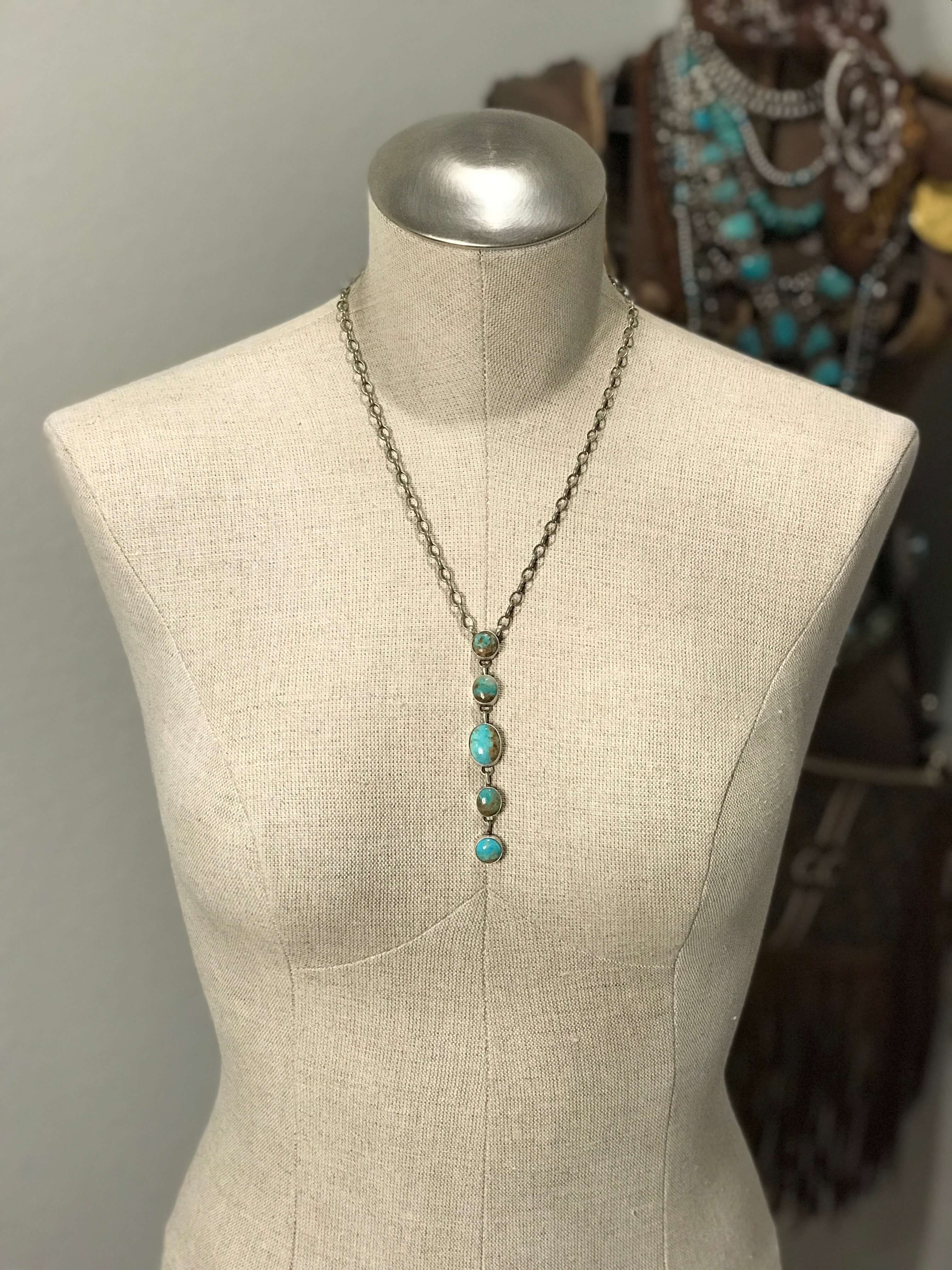 The Randlett Necklace in Turquoise-Necklaces-Calli Co., Turquoise and Silver Jewelry, Native American Handmade, Zuni Tribe, Navajo Tribe, Brock Texas