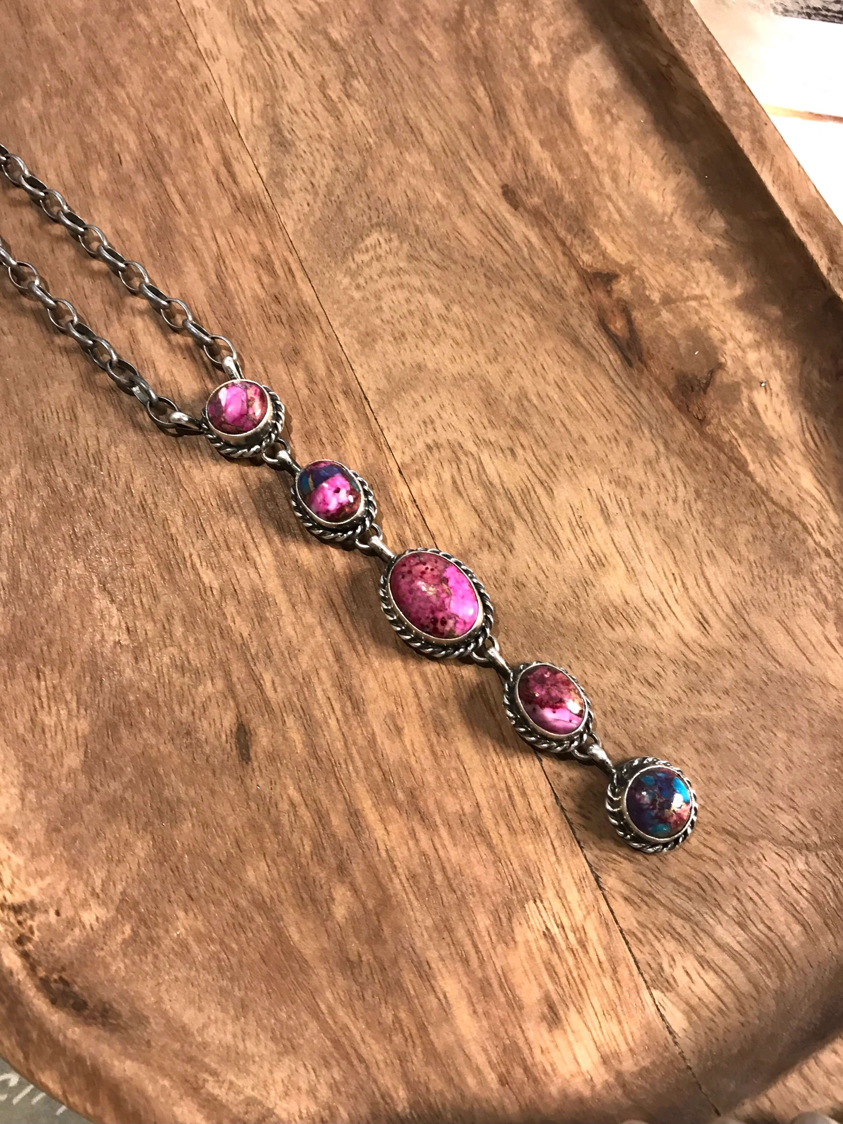 The Randlett Necklace in Dahlia, 9-Necklaces-Calli Co., Turquoise and Silver Jewelry, Native American Handmade, Zuni Tribe, Navajo Tribe, Brock Texas