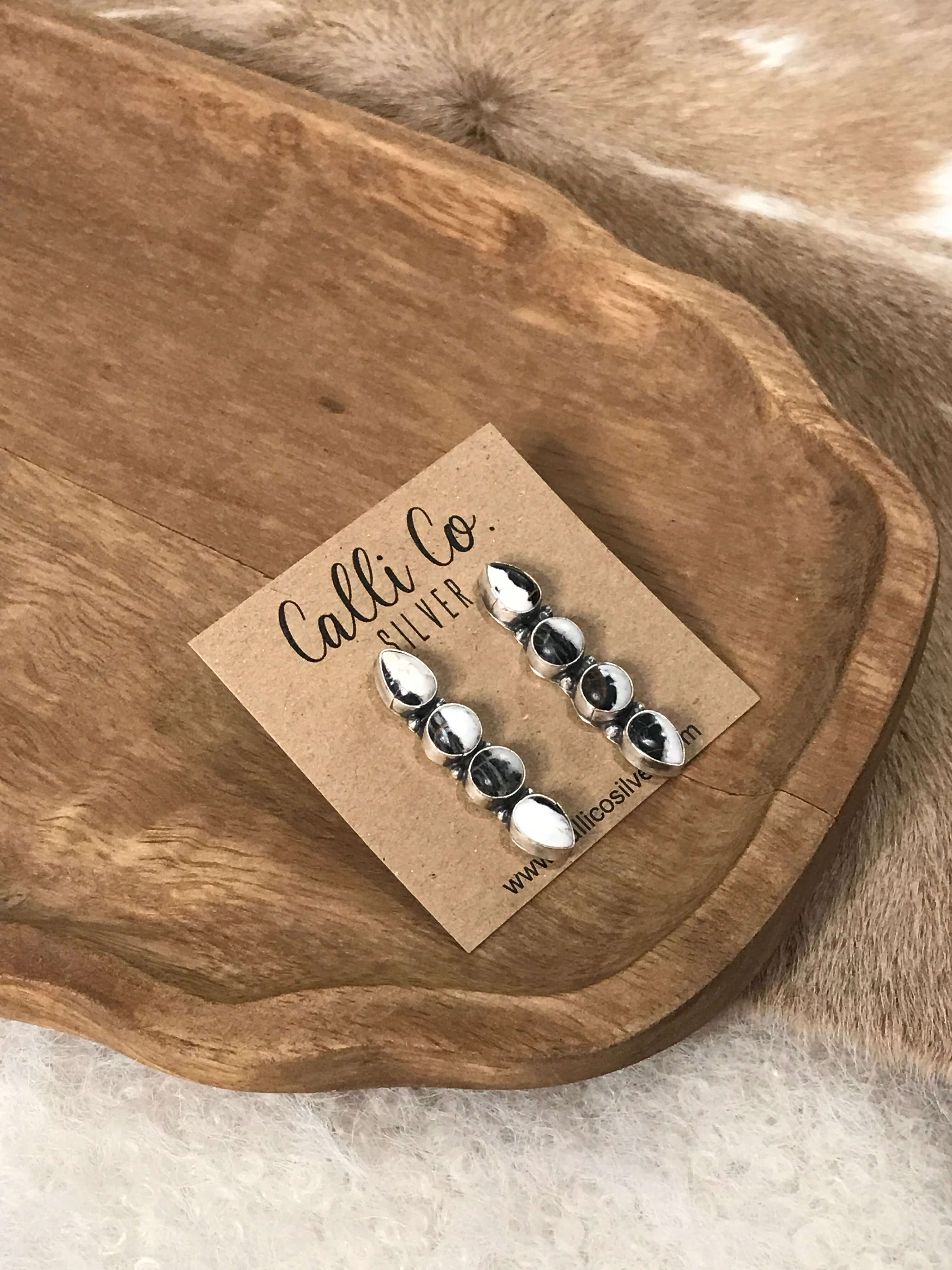 The Basiao Earrings, 4 xx-Earrings-Calli Co., Turquoise and Silver Jewelry, Native American Handmade, Zuni Tribe, Navajo Tribe, Brock Texas