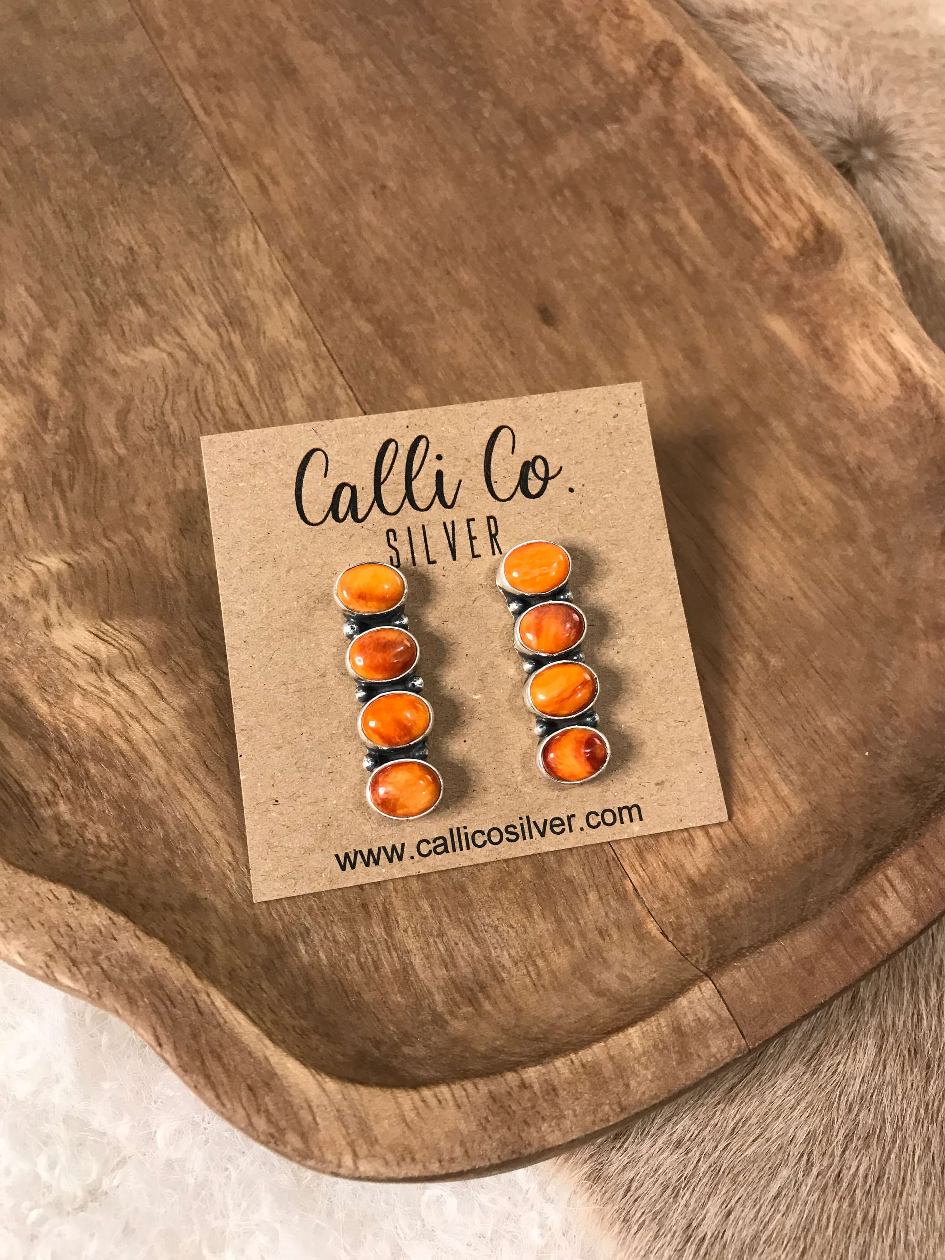 The Basiao Earrings, 7-Earrings-Calli Co., Turquoise and Silver Jewelry, Native American Handmade, Zuni Tribe, Navajo Tribe, Brock Texas