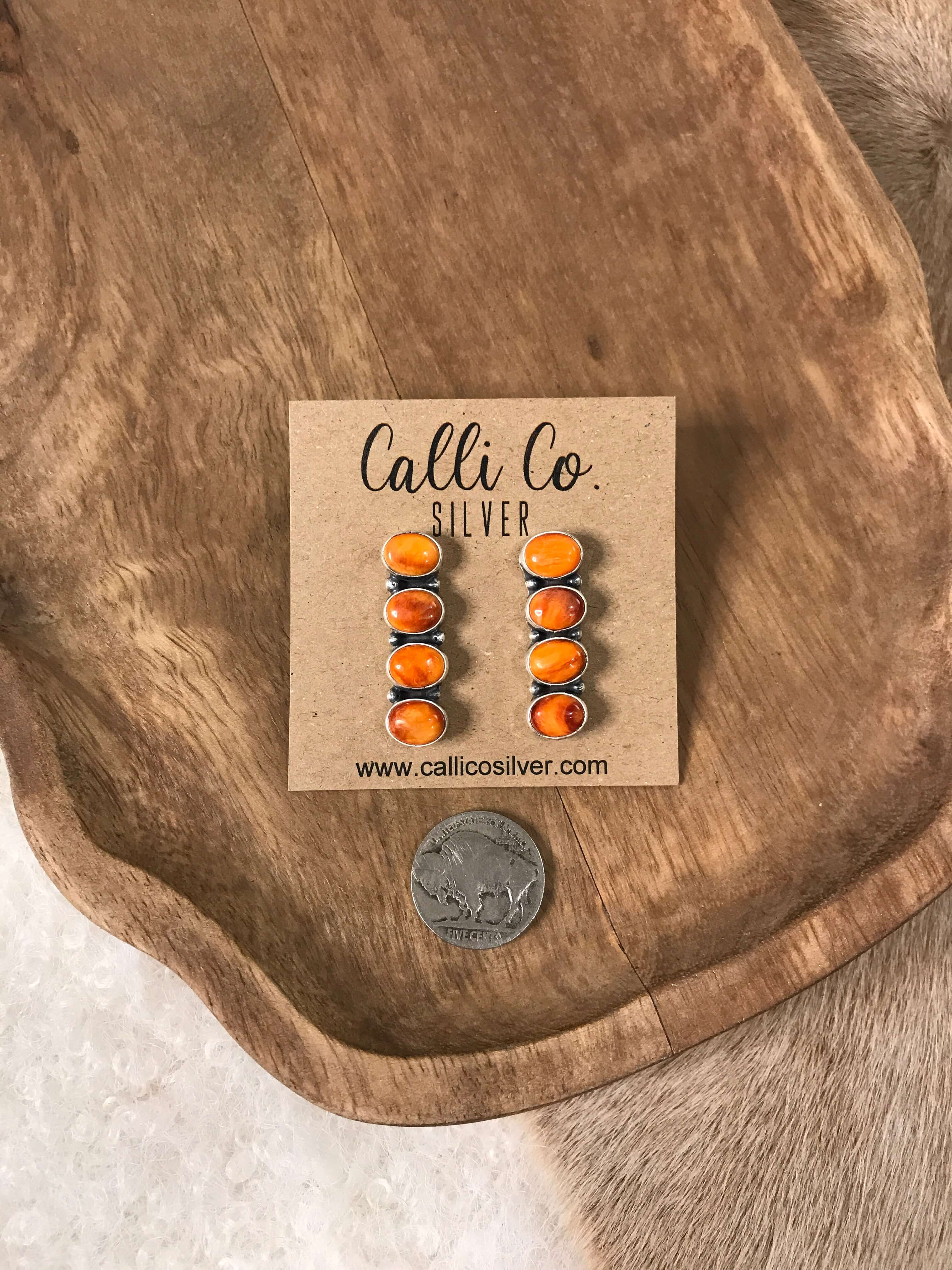 The Basiao Earrings, 7-Earrings-Calli Co., Turquoise and Silver Jewelry, Native American Handmade, Zuni Tribe, Navajo Tribe, Brock Texas