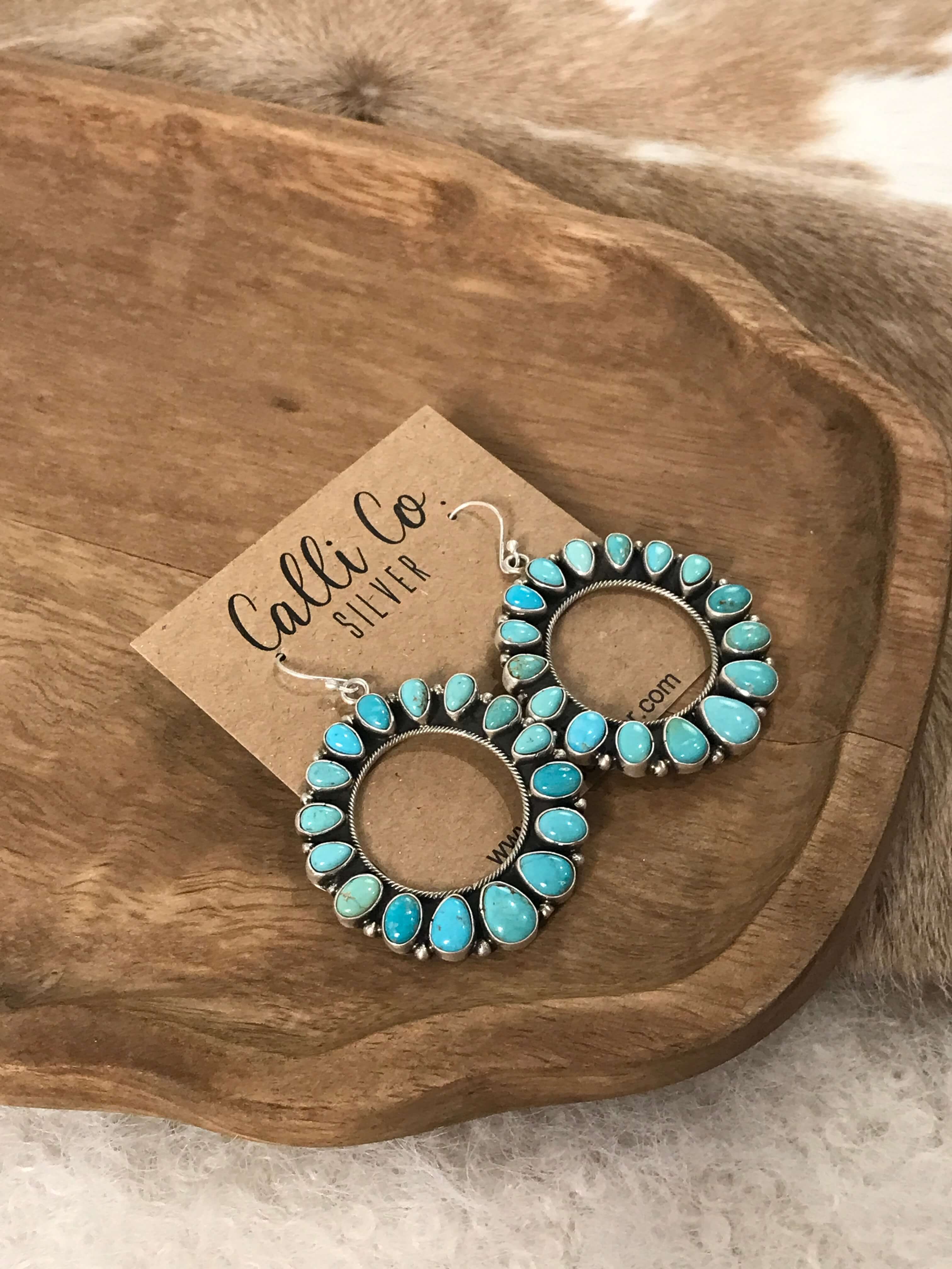 The Siskiyou Earrings-Earrings-Calli Co., Turquoise and Silver Jewelry, Native American Handmade, Zuni Tribe, Navajo Tribe, Brock Texas