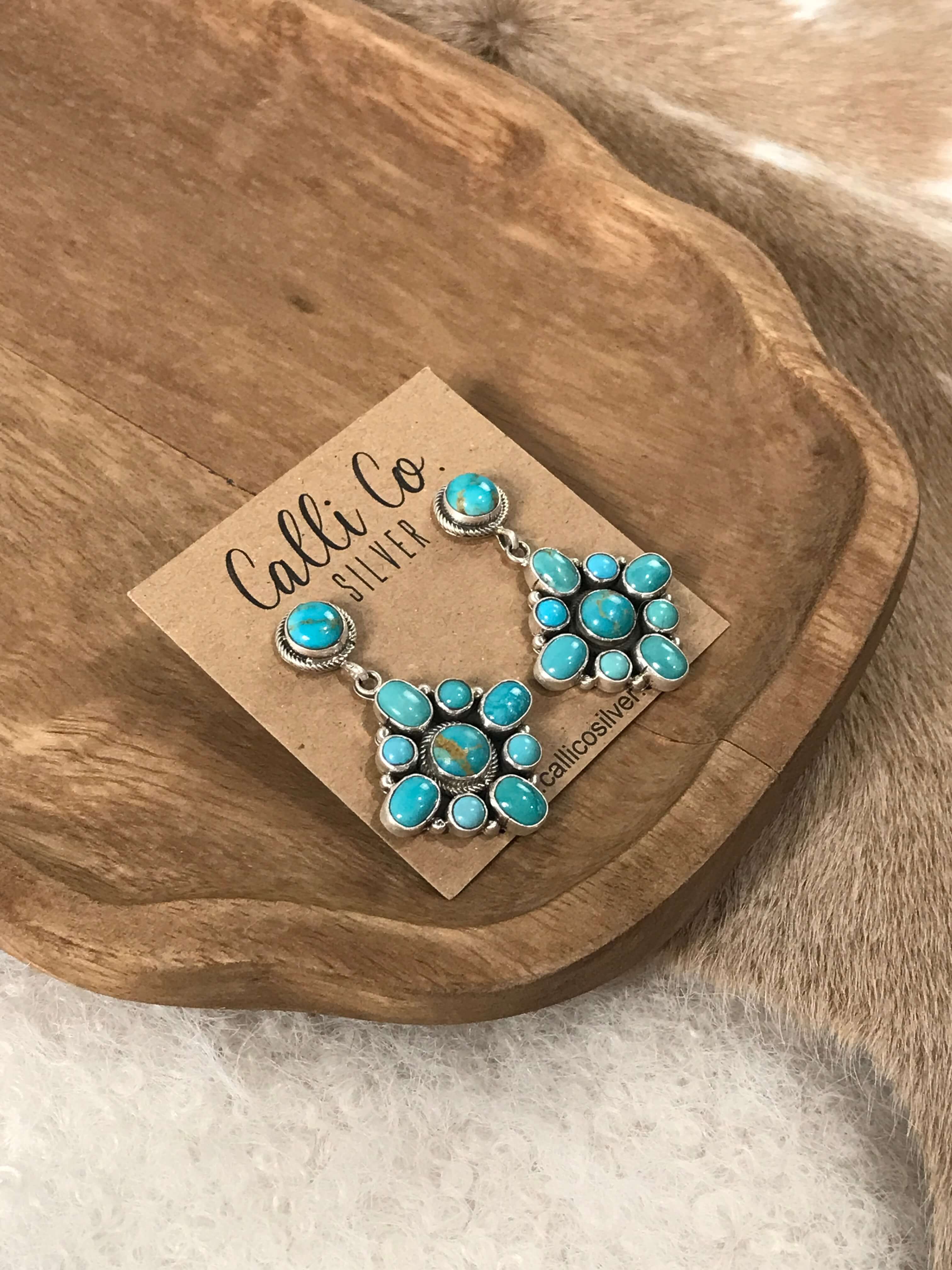 The Melody Dangles-Earrings-Calli Co., Turquoise and Silver Jewelry, Native American Handmade, Zuni Tribe, Navajo Tribe, Brock Texas