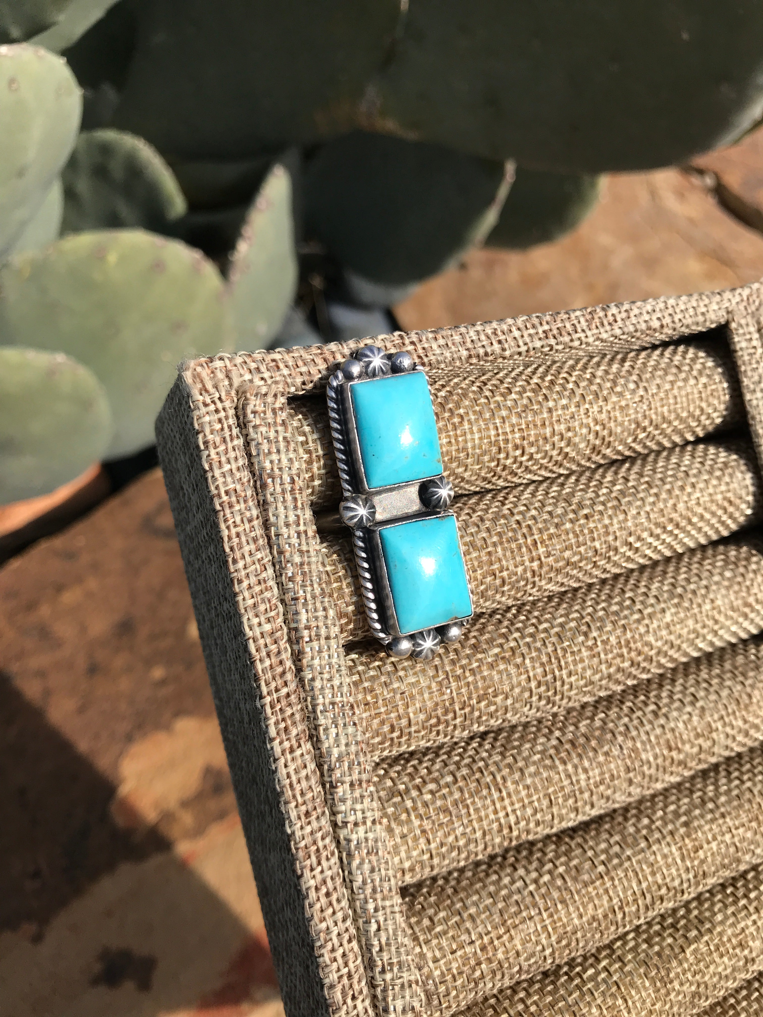 The Double Stone Adjustable Ring, 6-Rings-Calli Co., Turquoise and Silver Jewelry, Native American Handmade, Zuni Tribe, Navajo Tribe, Brock Texas