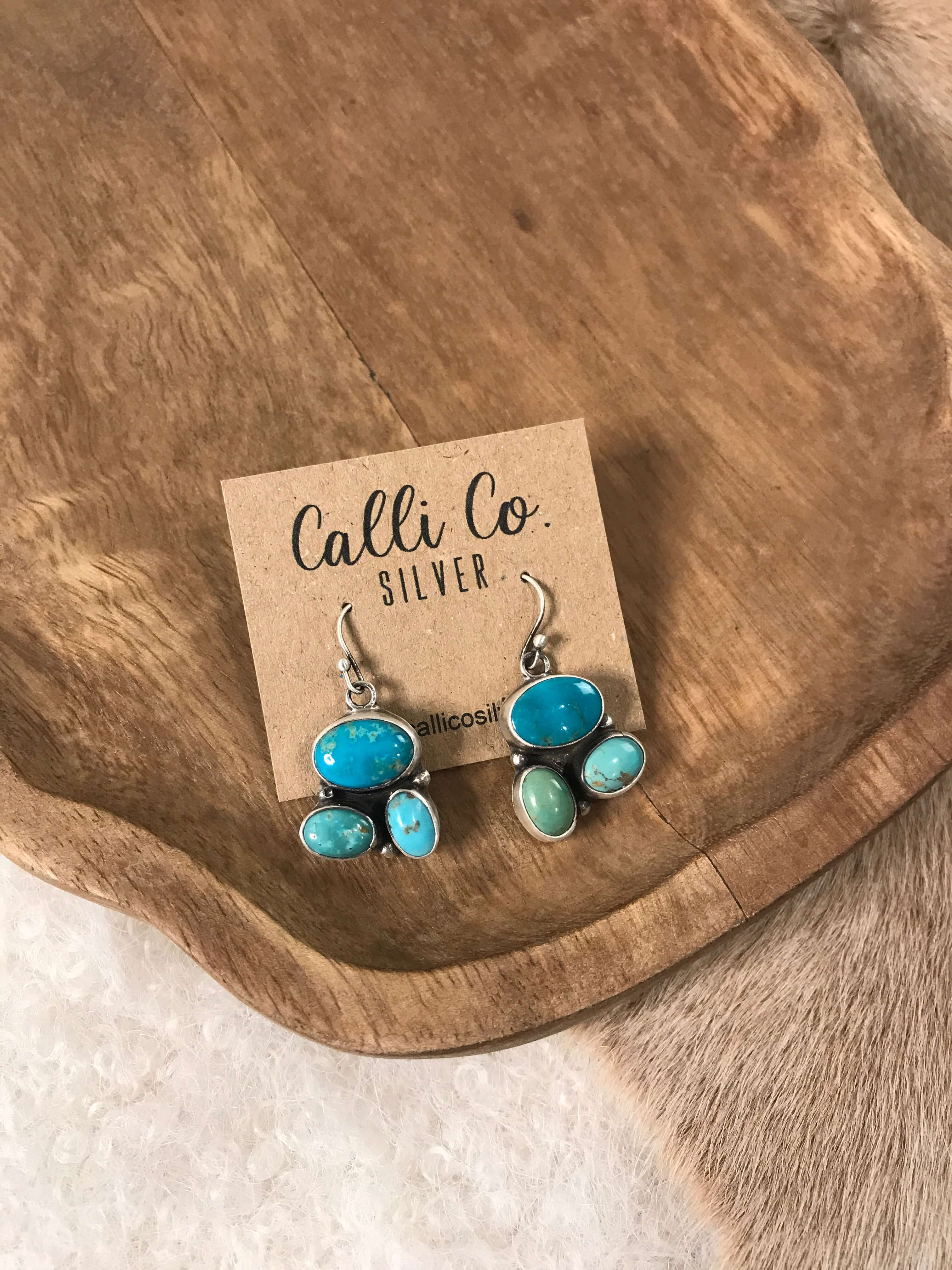 The Tempe Dangles, 1-Earrings-Calli Co., Turquoise and Silver Jewelry, Native American Handmade, Zuni Tribe, Navajo Tribe, Brock Texas