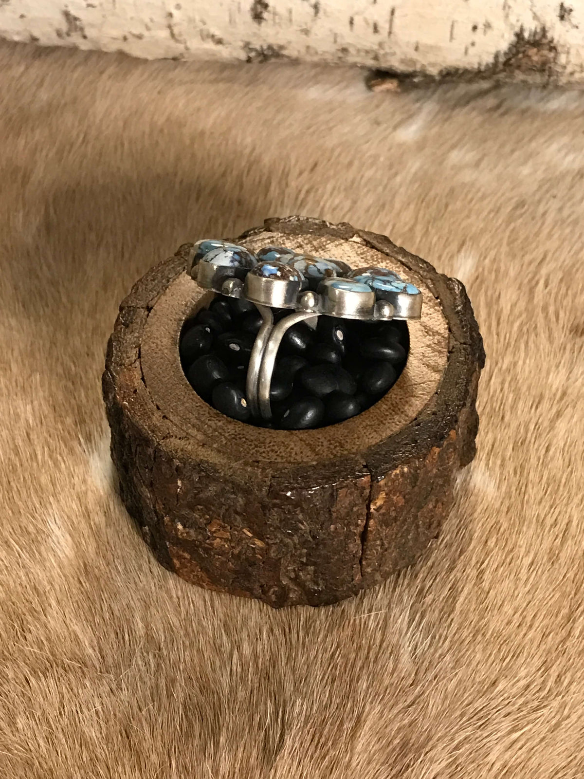 The San Ardo Adjustable Ring, 1-Rings-Calli Co., Turquoise and Silver Jewelry, Native American Handmade, Zuni Tribe, Navajo Tribe, Brock Texas