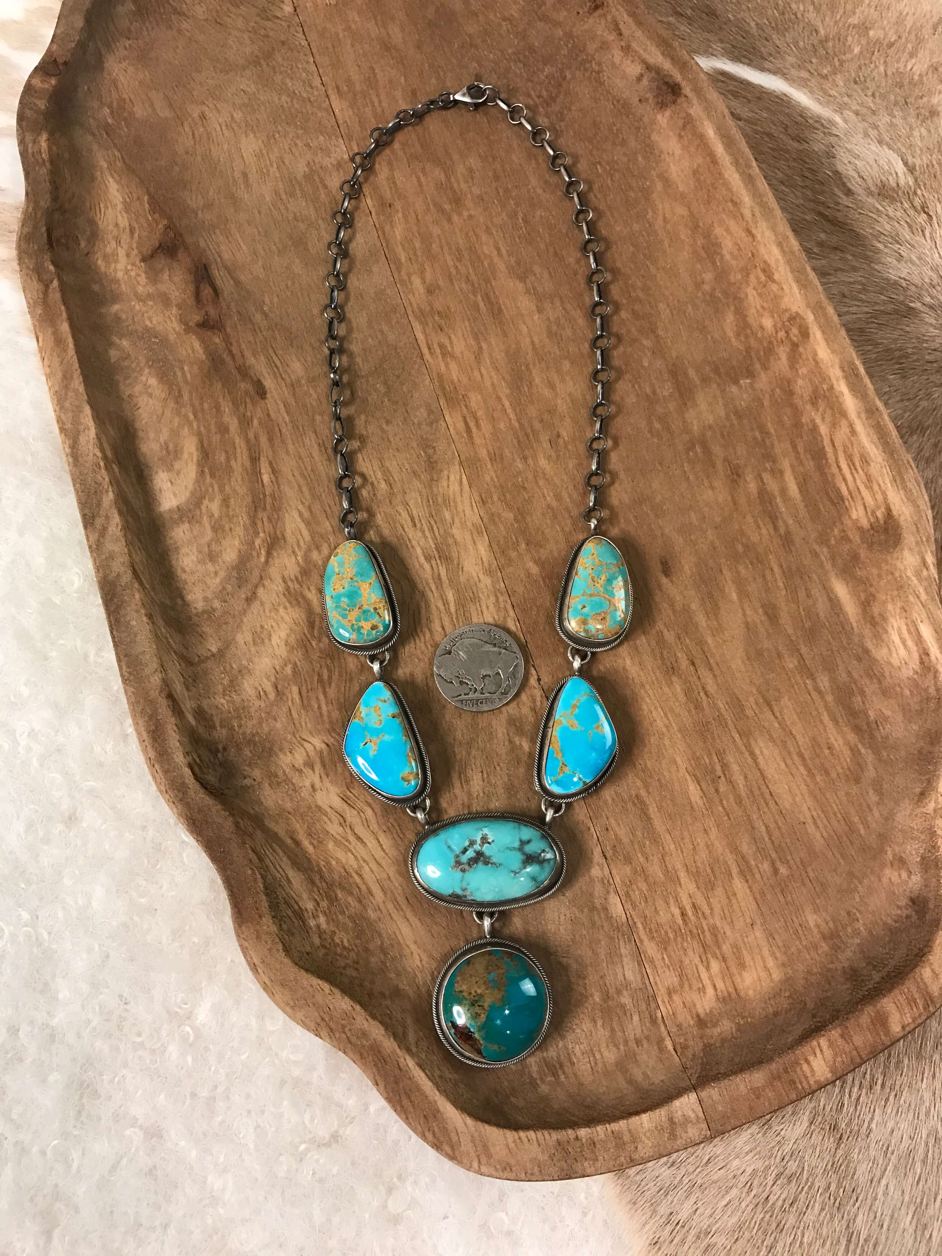 The Tuthill Lariat Necklace-Necklaces-Calli Co., Turquoise and Silver Jewelry, Native American Handmade, Zuni Tribe, Navajo Tribe, Brock Texas