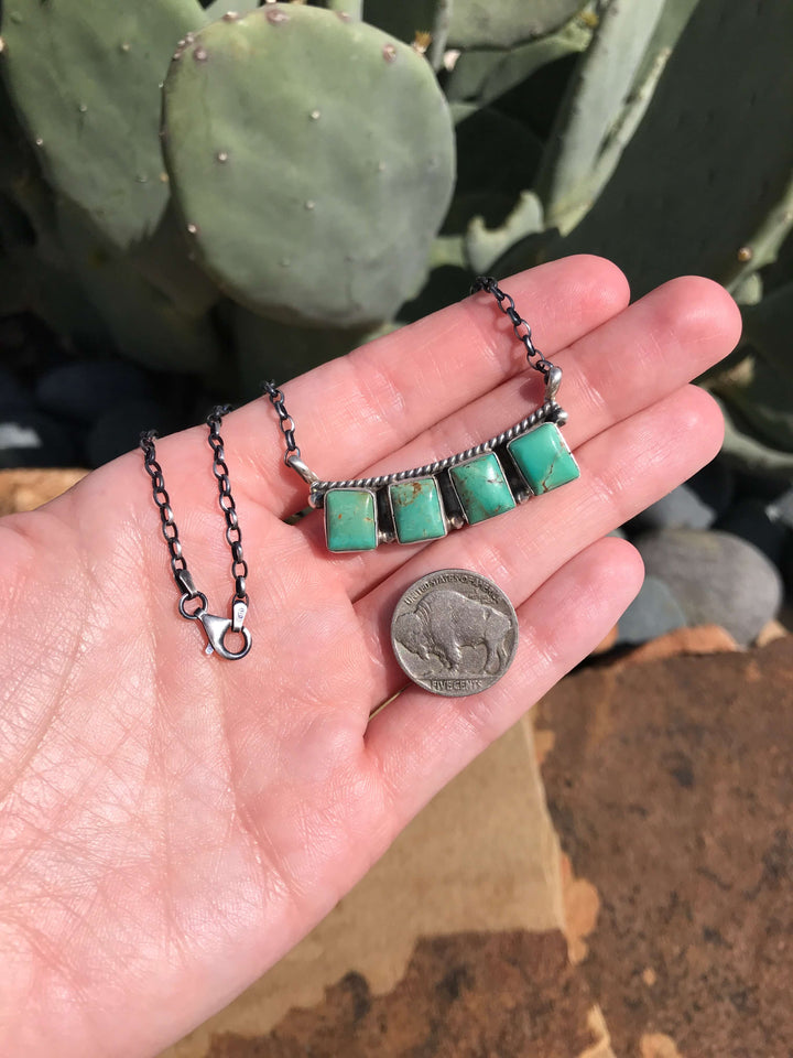 The Trace Necklace, 1-Necklaces-Calli Co., Turquoise and Silver Jewelry, Native American Handmade, Zuni Tribe, Navajo Tribe, Brock Texas