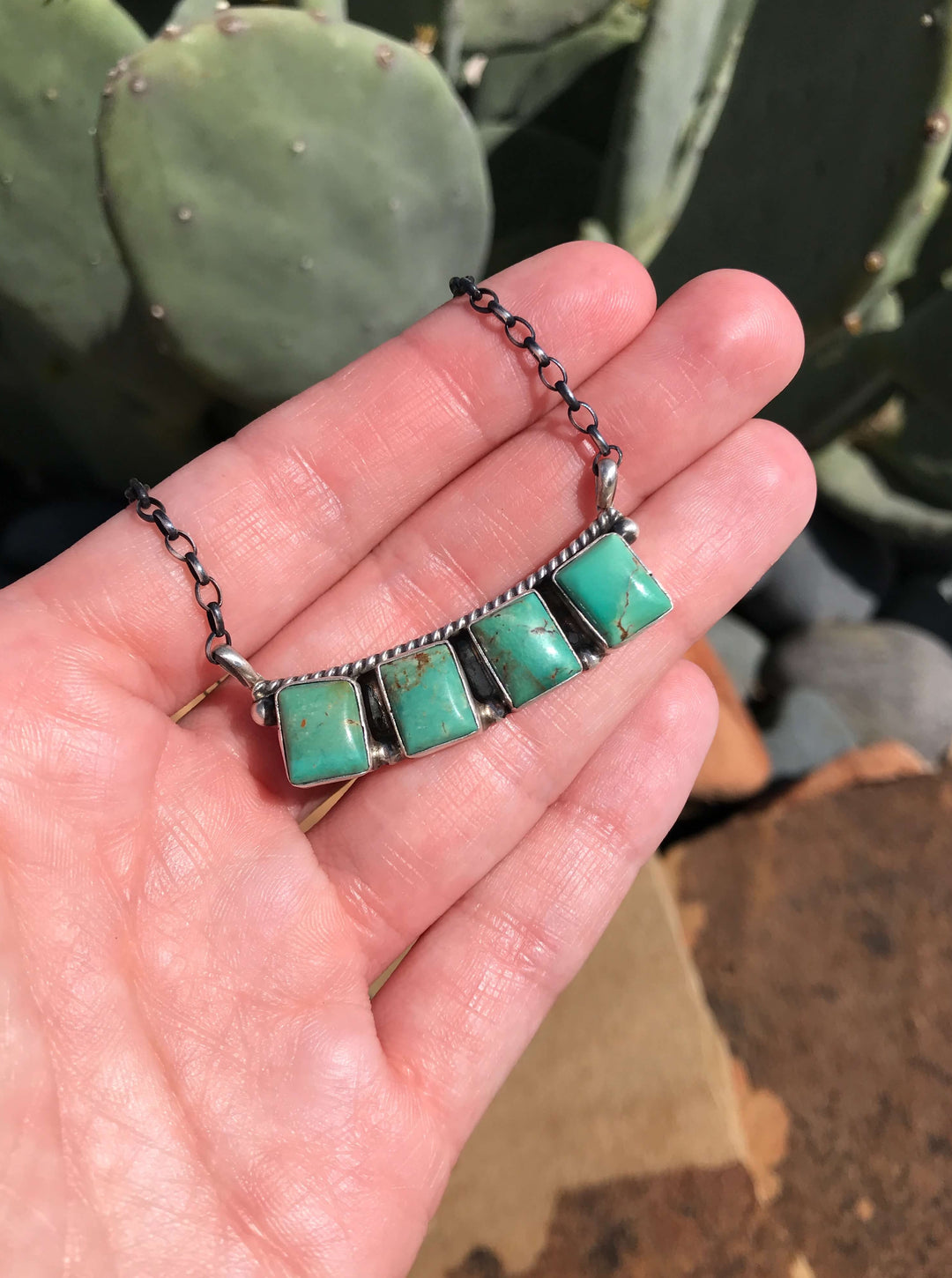 The Trace Necklace, 1-Necklaces-Calli Co., Turquoise and Silver Jewelry, Native American Handmade, Zuni Tribe, Navajo Tribe, Brock Texas