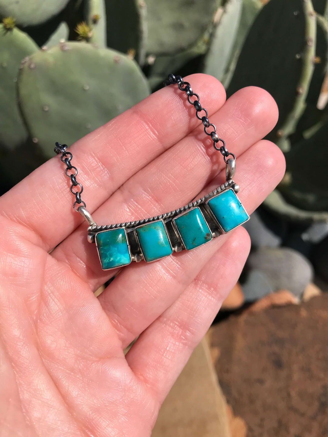 The Trace Necklace, 2-Necklaces-Calli Co., Turquoise and Silver Jewelry, Native American Handmade, Zuni Tribe, Navajo Tribe, Brock Texas