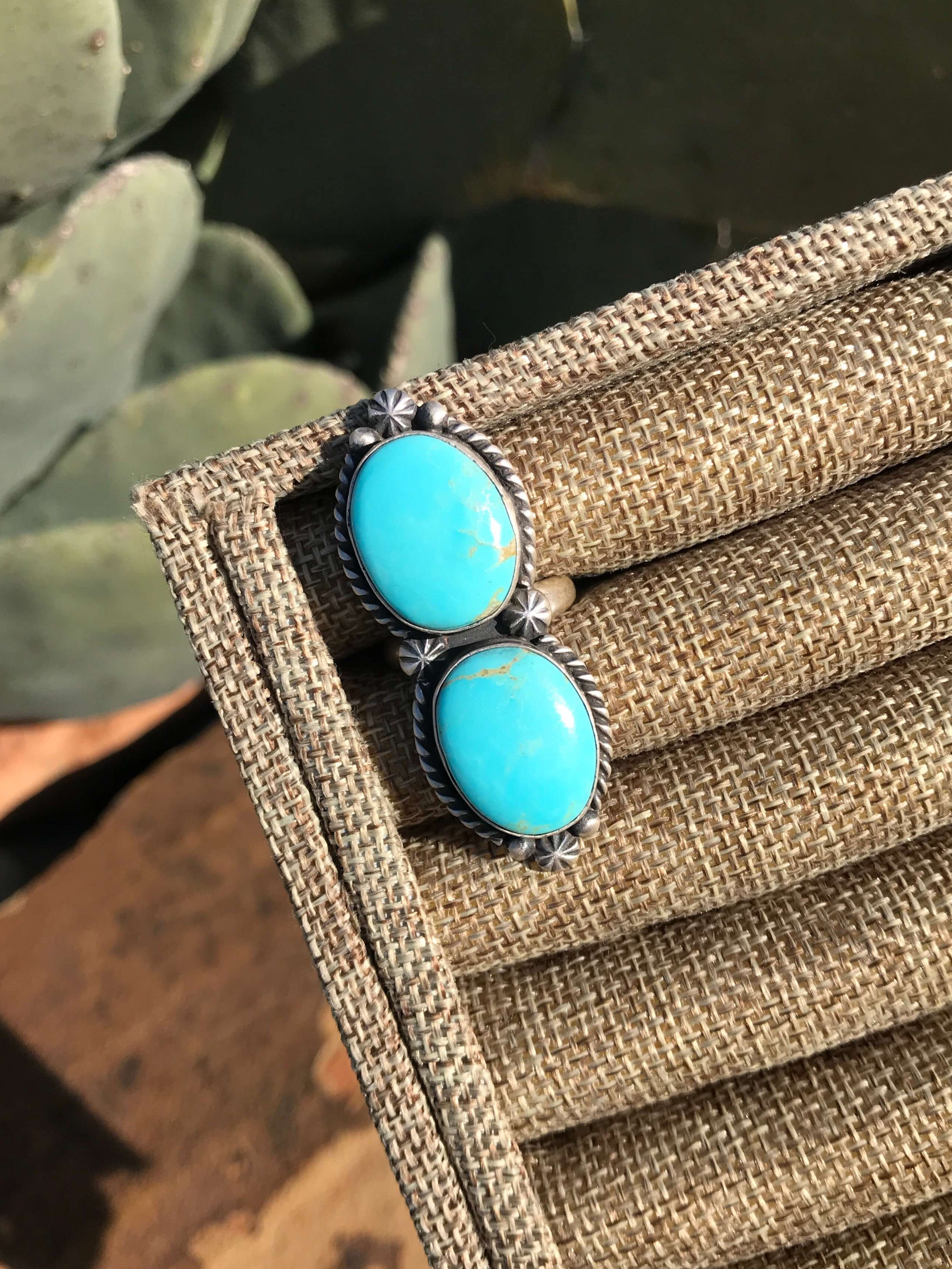 The Double Stone Adjustable Ring, 9-Rings-Calli Co., Turquoise and Silver Jewelry, Native American Handmade, Zuni Tribe, Navajo Tribe, Brock Texas