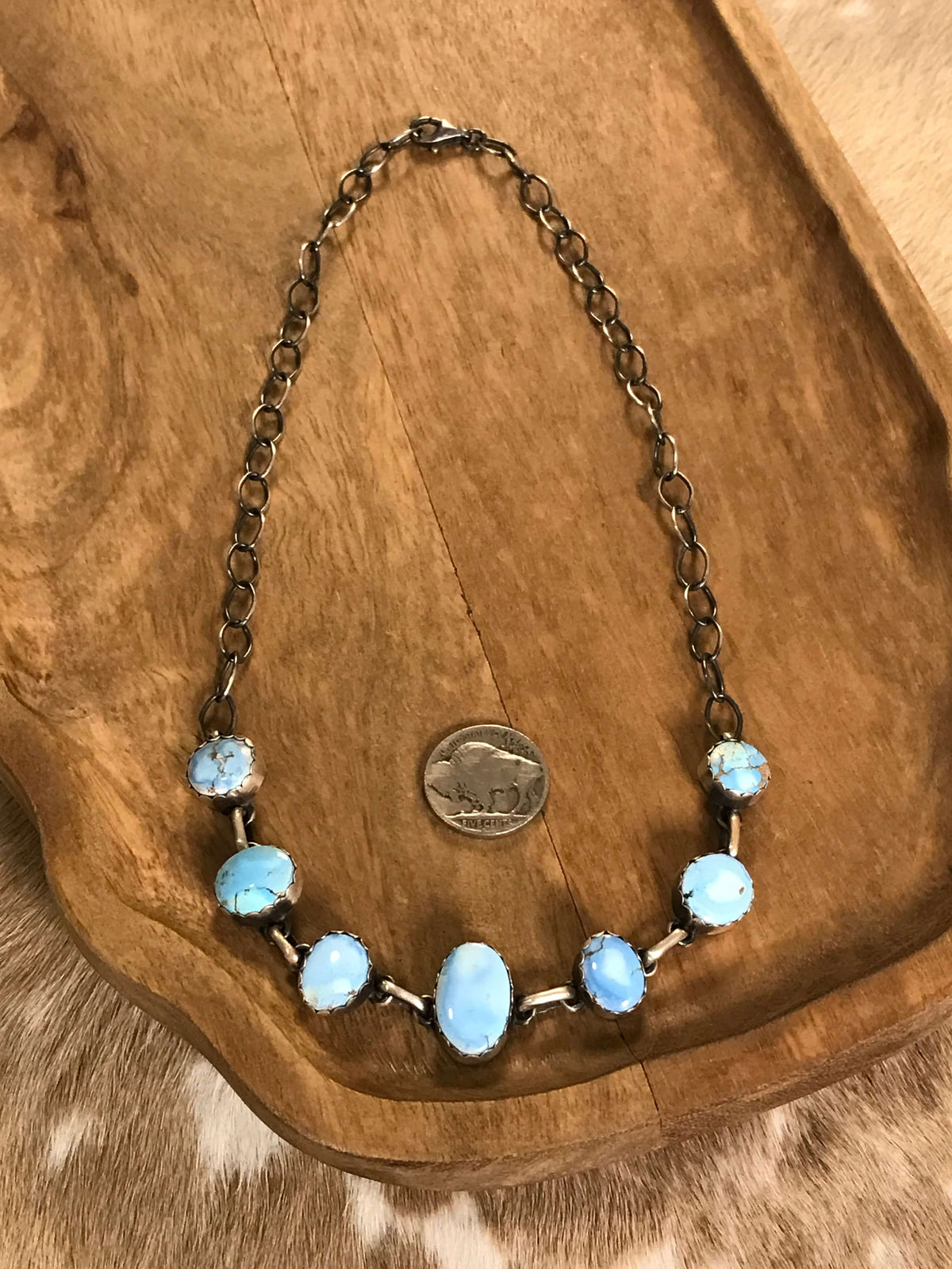 The Locanda 7 Stone Necklace-Necklaces-Calli Co., Turquoise and Silver Jewelry, Native American Handmade, Zuni Tribe, Navajo Tribe, Brock Texas