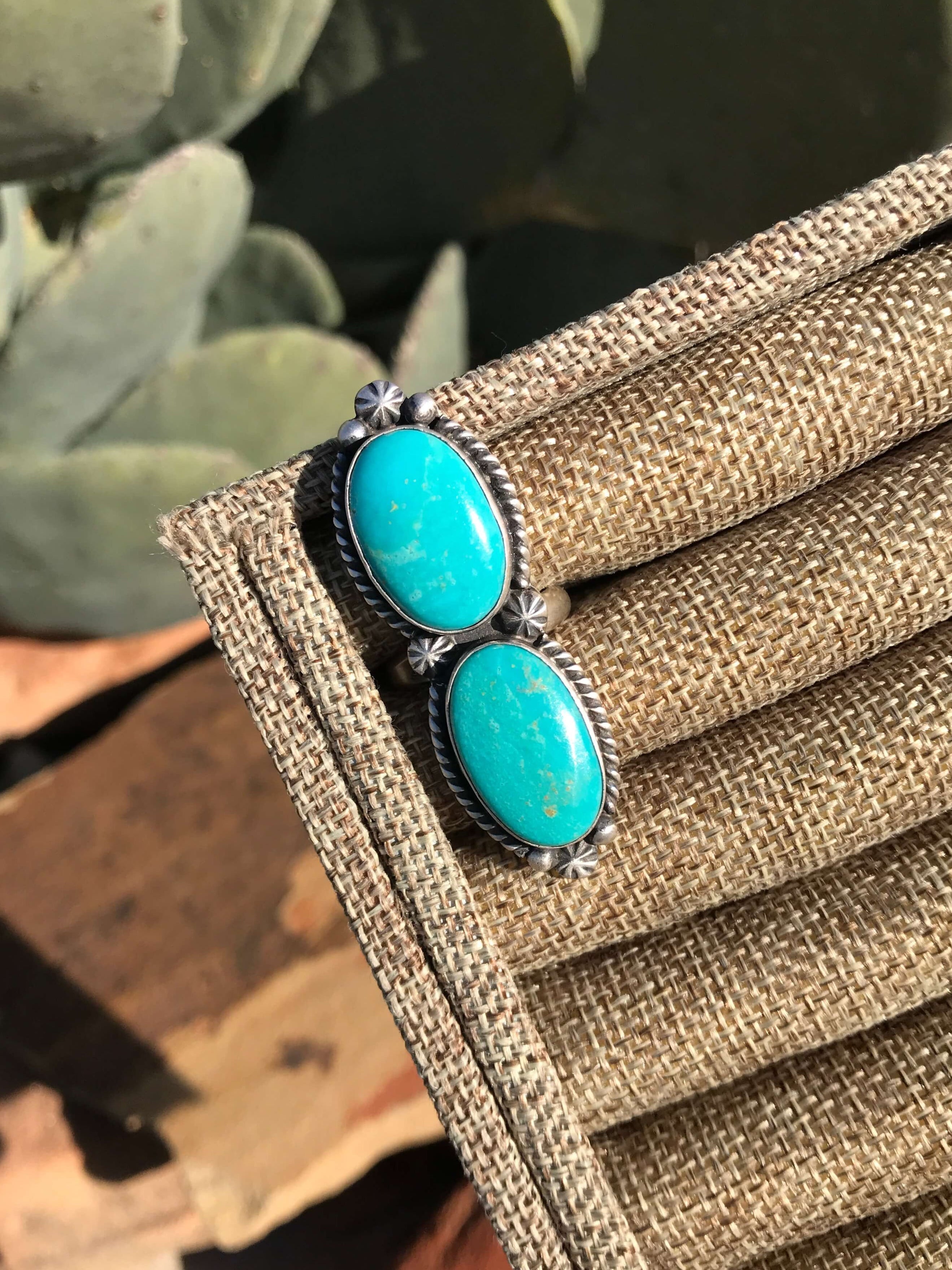 The Double Stone Adjustable Ring, 11-Rings-Calli Co., Turquoise and Silver Jewelry, Native American Handmade, Zuni Tribe, Navajo Tribe, Brock Texas