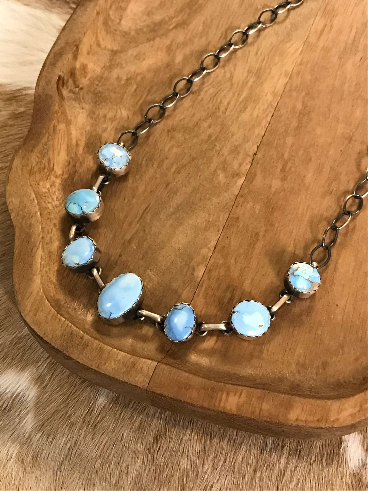 The Locanda 7 Stone Necklace-Necklaces-Calli Co., Turquoise and Silver Jewelry, Native American Handmade, Zuni Tribe, Navajo Tribe, Brock Texas