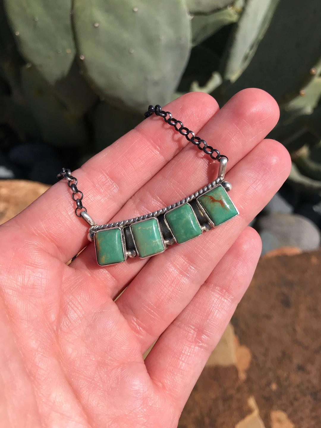 The Trace Necklace, 3-Necklaces-Calli Co., Turquoise and Silver Jewelry, Native American Handmade, Zuni Tribe, Navajo Tribe, Brock Texas