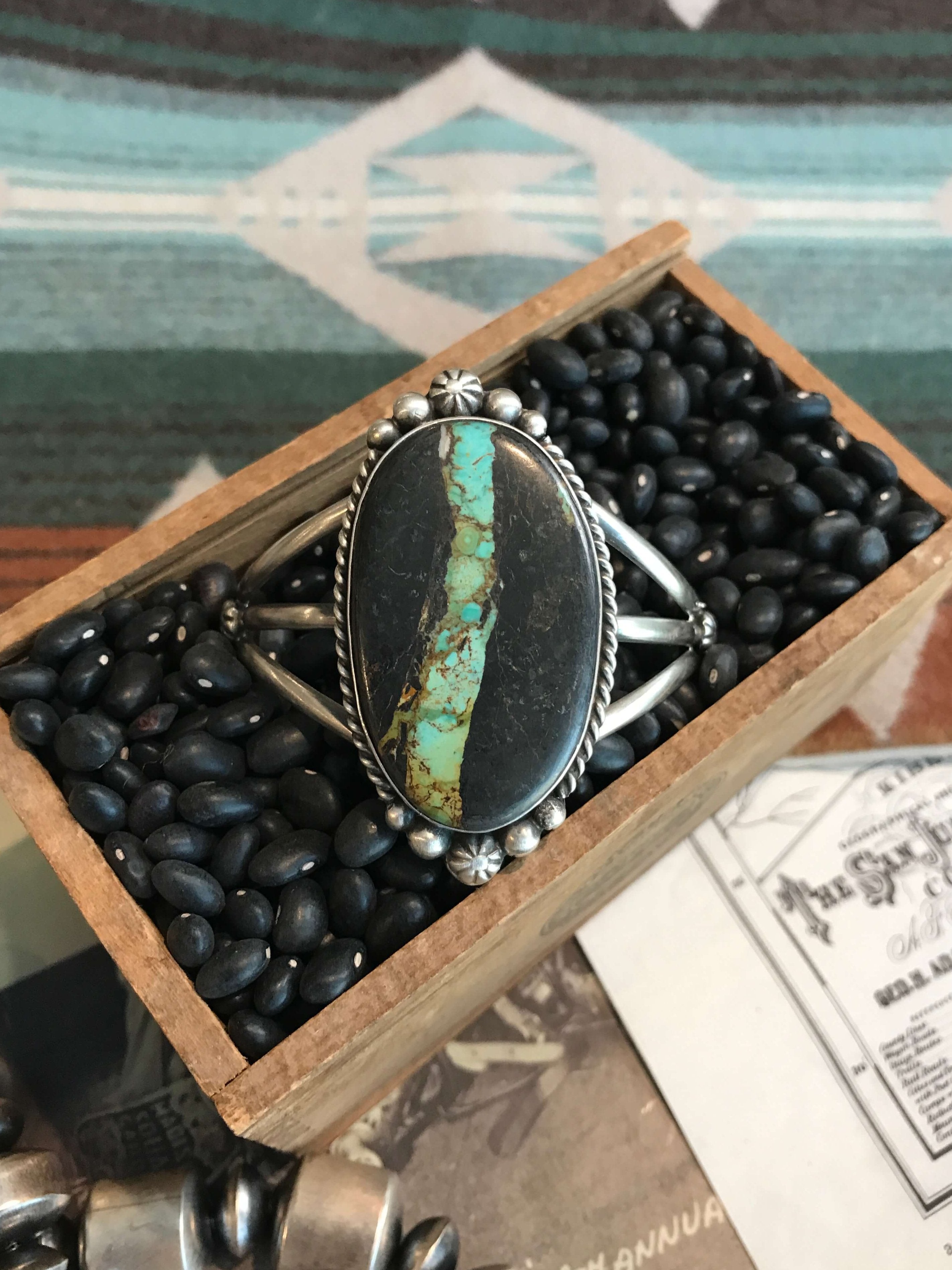 The Black Jack Cuff, 1-Bracelets & Cuffs-Calli Co., Turquoise and Silver Jewelry, Native American Handmade, Zuni Tribe, Navajo Tribe, Brock Texas