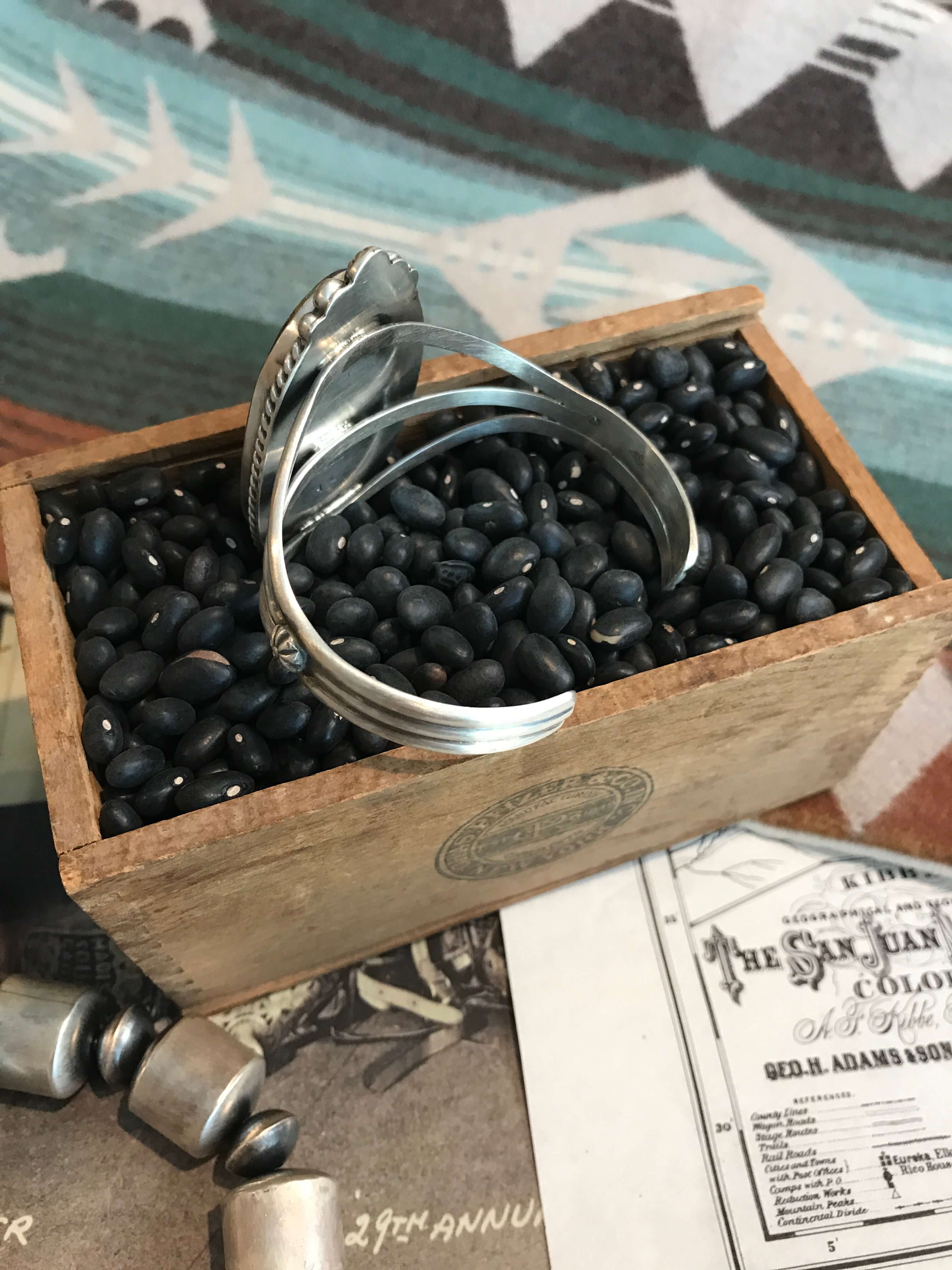 The Black Jack Cuff, 1-Bracelets & Cuffs-Calli Co., Turquoise and Silver Jewelry, Native American Handmade, Zuni Tribe, Navajo Tribe, Brock Texas