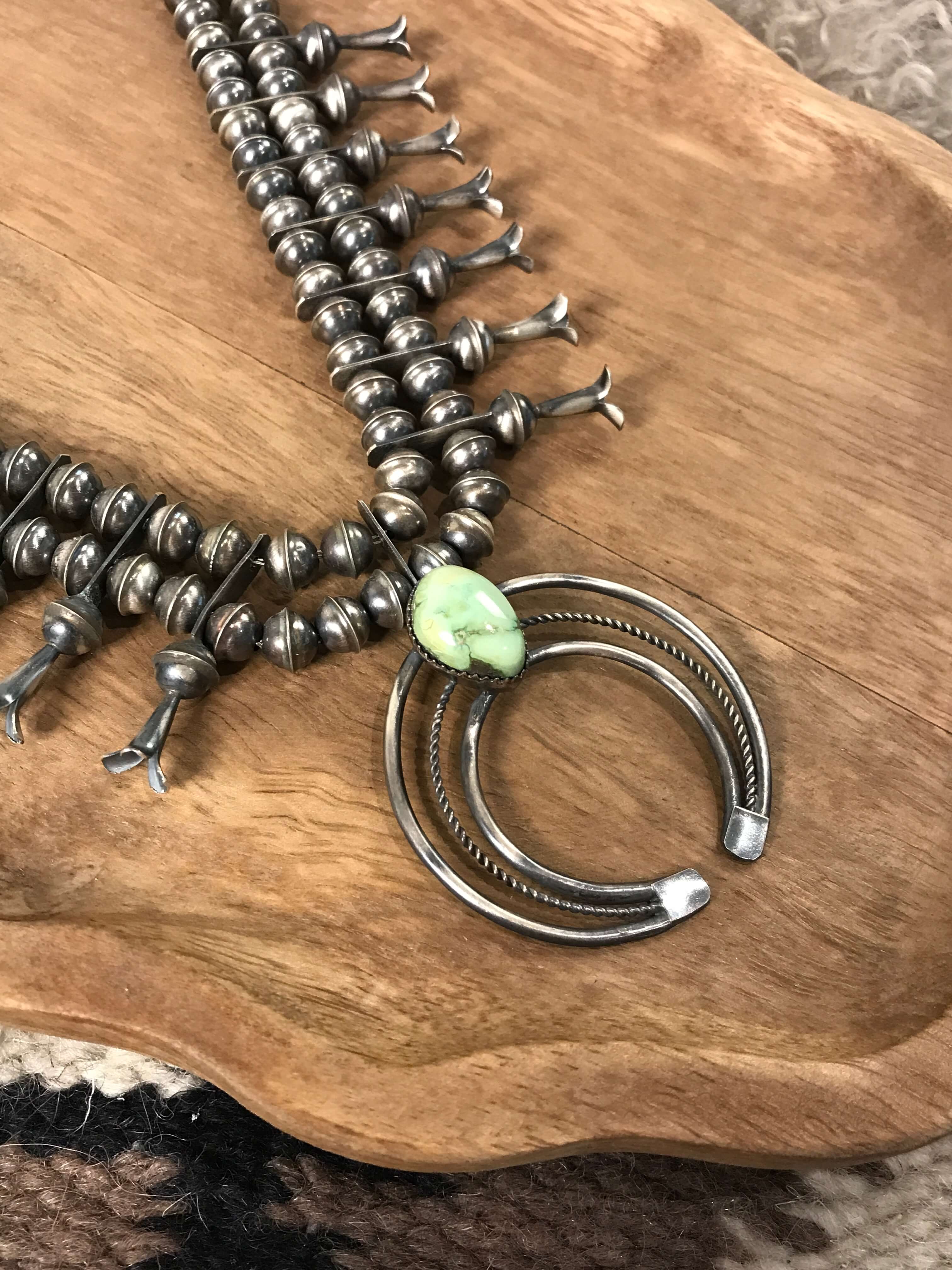 The Rani Squash Blossom Necklace Set-Necklaces-Calli Co., Turquoise and Silver Jewelry, Native American Handmade, Zuni Tribe, Navajo Tribe, Brock Texas