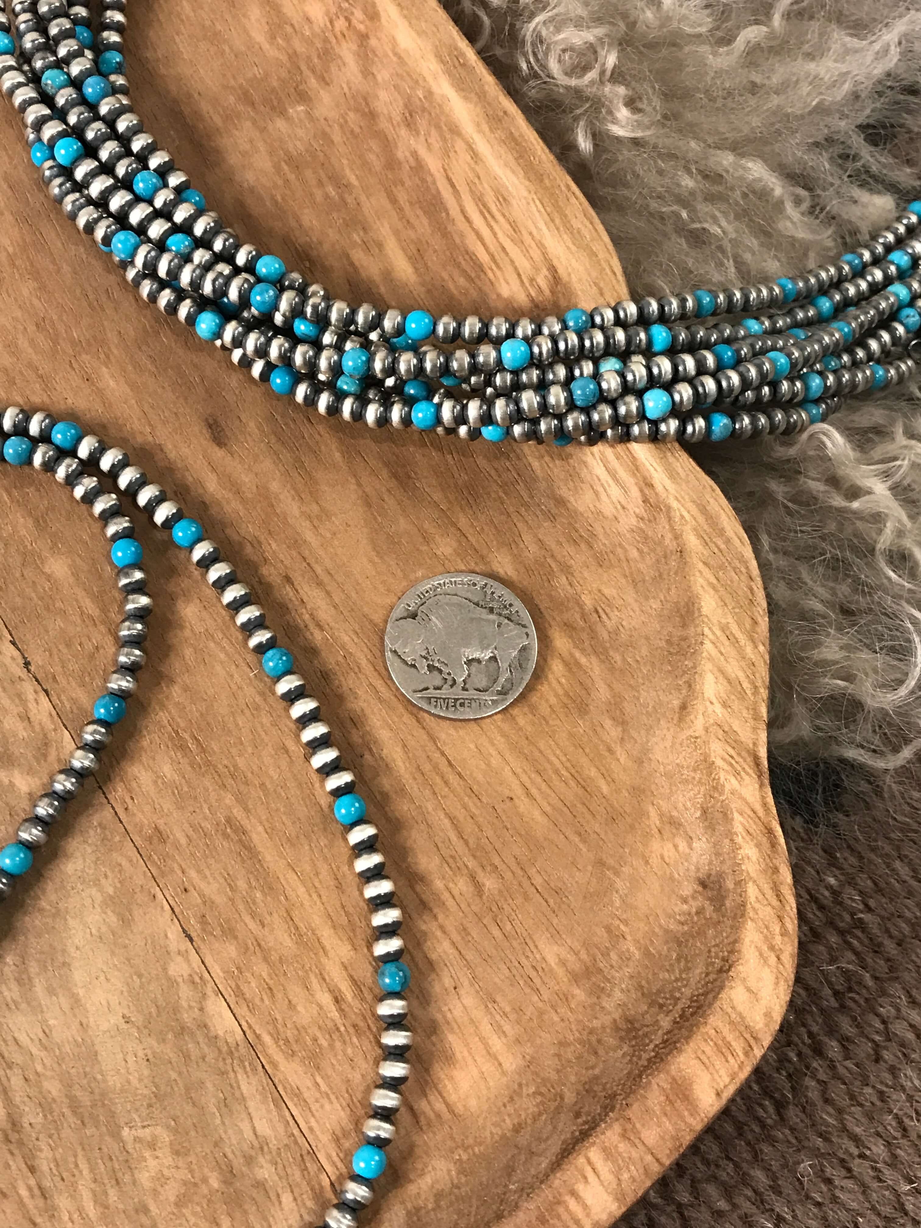 The Dallam Necklace in Blue-Necklaces-Calli Co., Turquoise and Silver Jewelry, Native American Handmade, Zuni Tribe, Navajo Tribe, Brock Texas