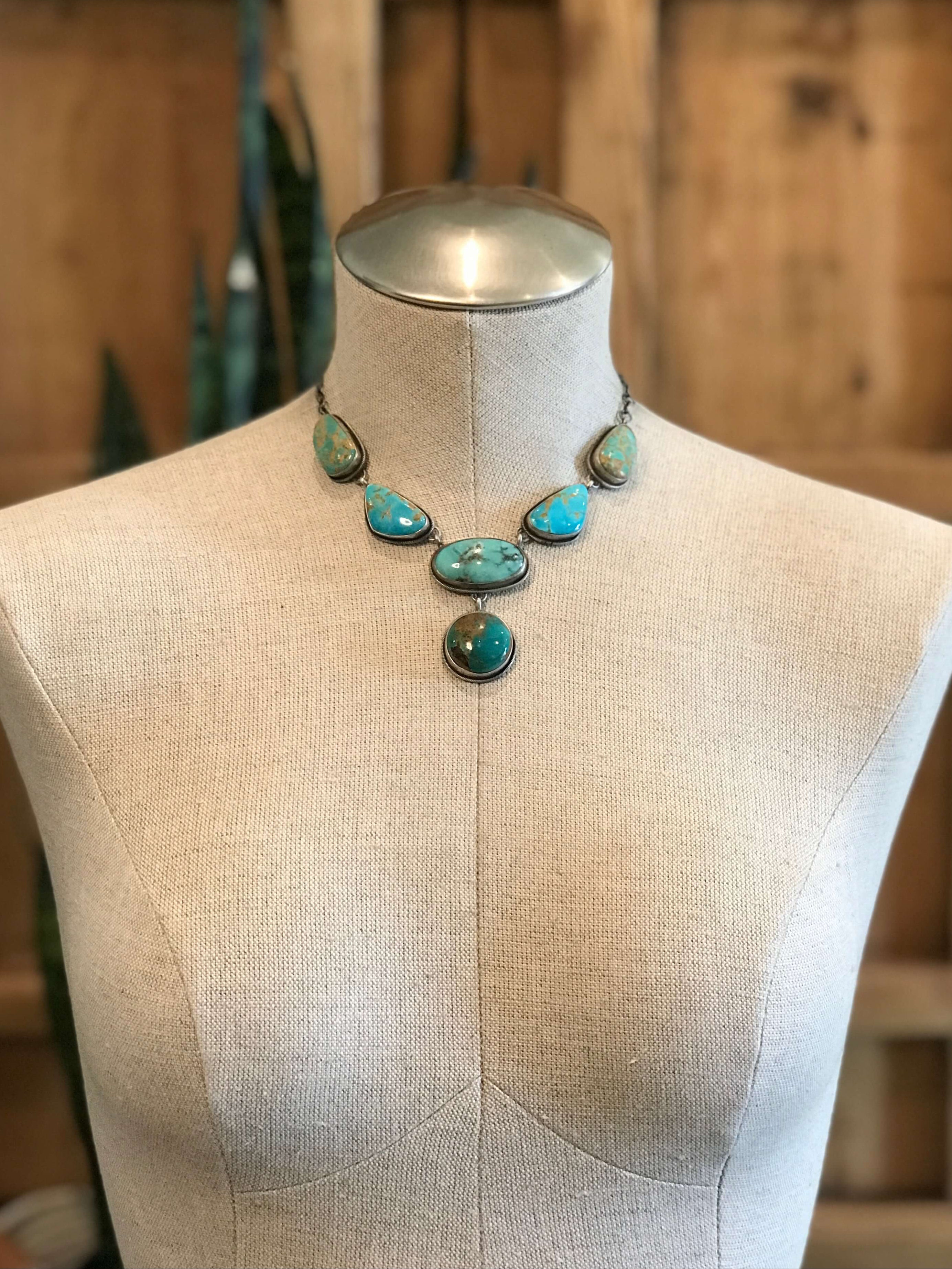 The Tuthill Lariat Necklace-Necklaces-Calli Co., Turquoise and Silver Jewelry, Native American Handmade, Zuni Tribe, Navajo Tribe, Brock Texas